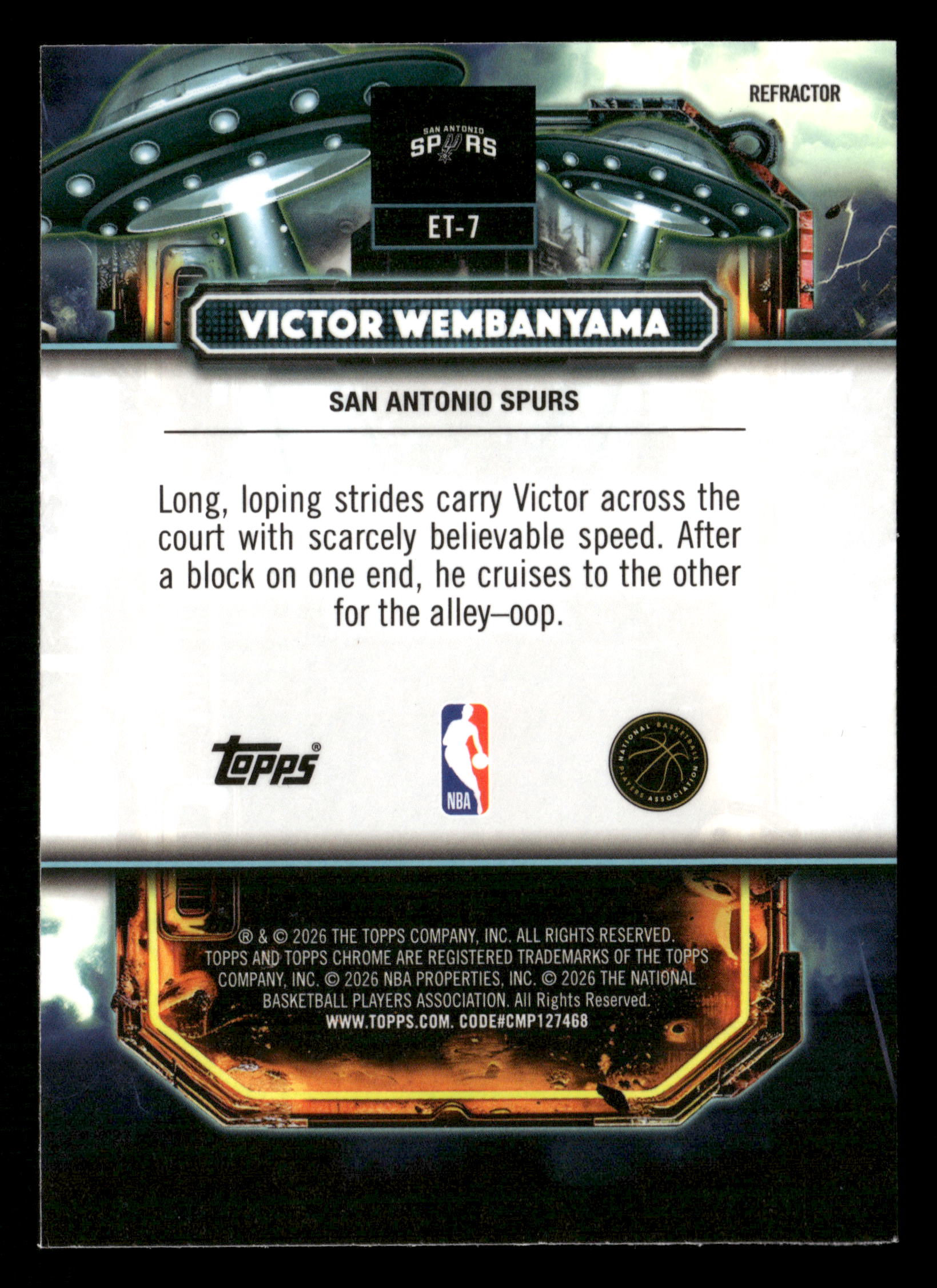 2025-26 Topps Chrome Cosmic #ET-7 Victor Wembanyama Extraterrestrial Talent