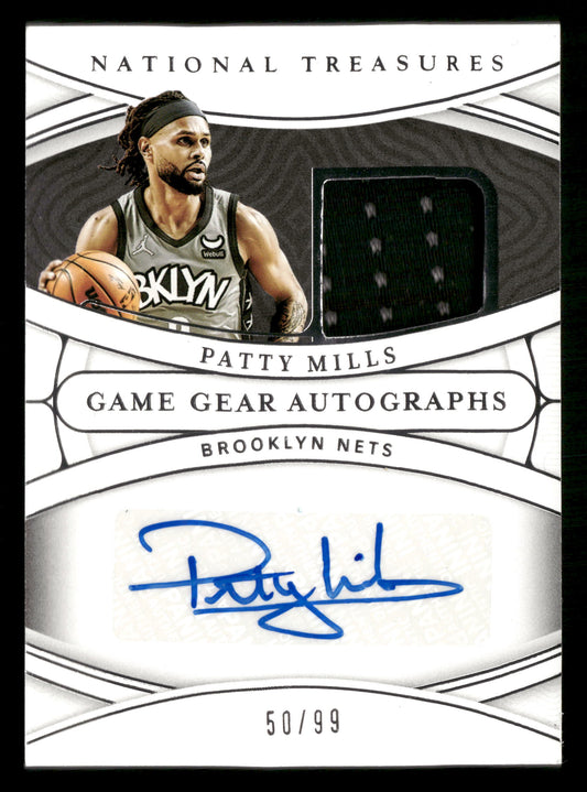 2021-22 Panini National Treasures #GGA-PTM Patty Mills Game Gear Autographs #/99