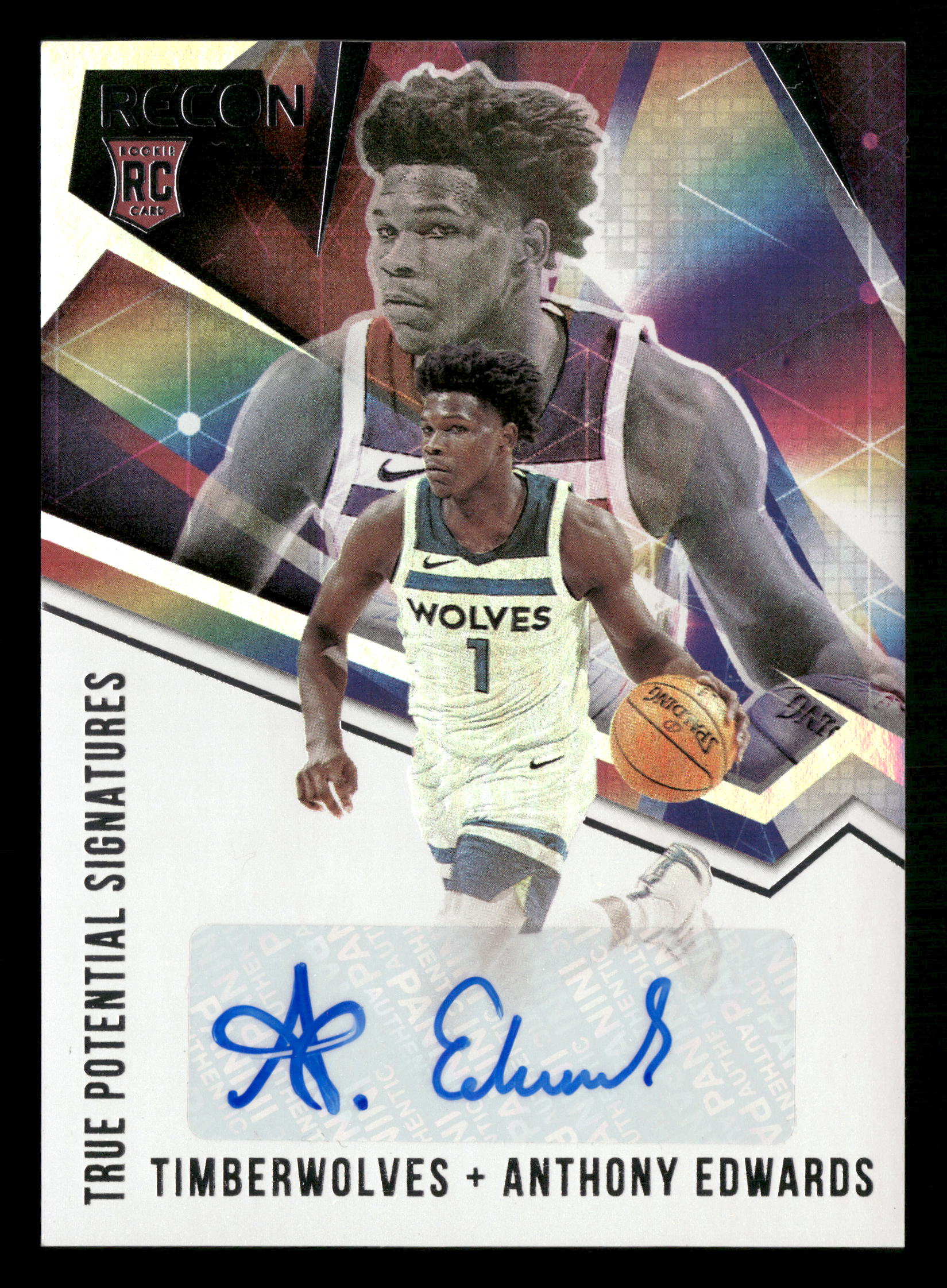 2020-21 Panini Recon #TPS-AEW Anthony Edwards True Potential Signatures