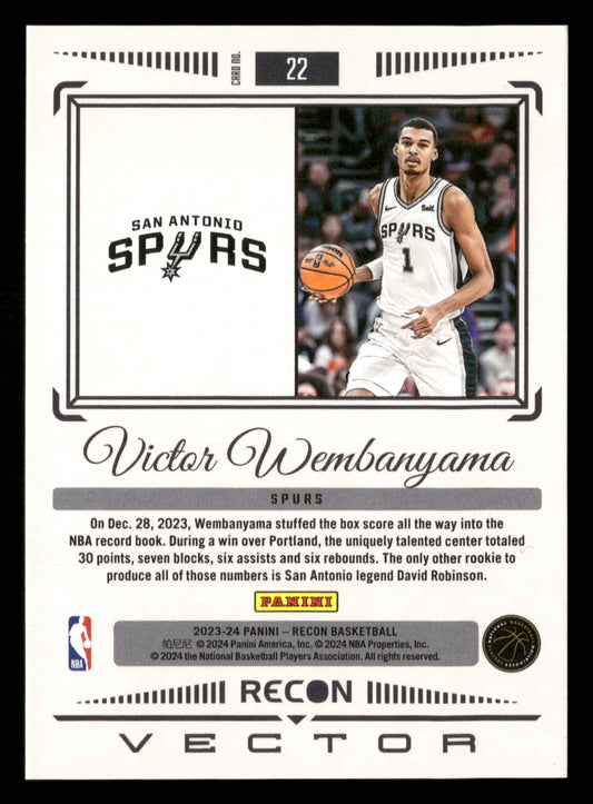 2023-24 Panini Recon #22 Victor Wembanyama Vector