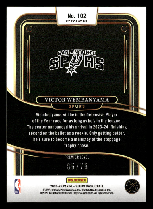 2024-25 Panini Select #102 Victor Wembanyama White Disco Prizm #/75