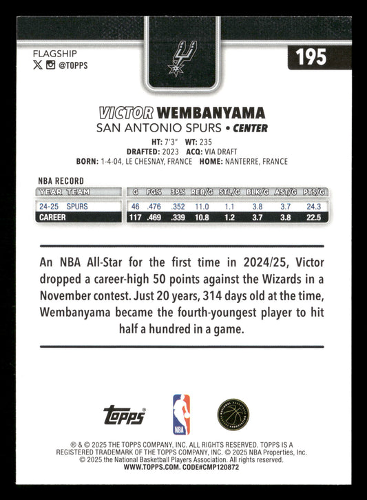 2025-26 Topps #195 Victor Wembanyama Purple Foil #/250