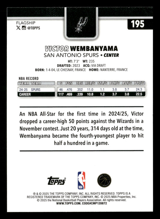 2025-26 Topps #195 Victor Wembanyama Diamante