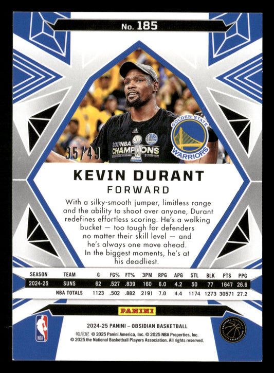 2024-25 Panini Obsidian #185 Kevin Durant Electric Etch Fire and Ice #/49