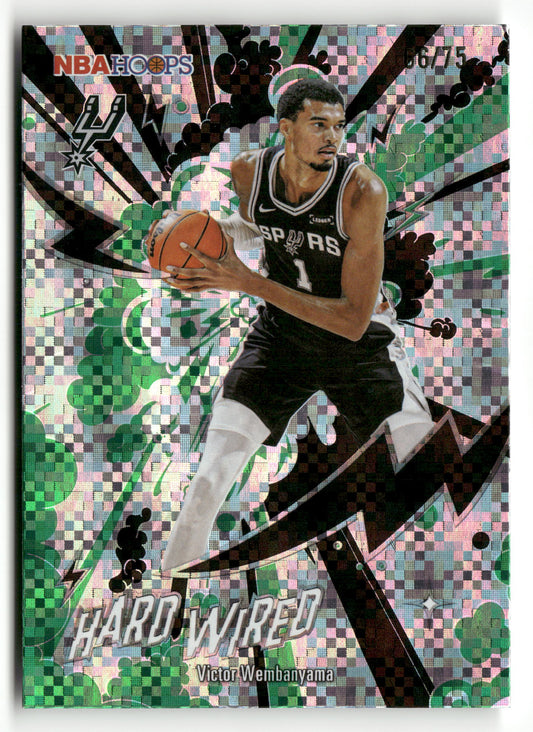 2025-26 Hoops #HW-6 Victor Wembanyama Hard Wired Light Burst Green #/75