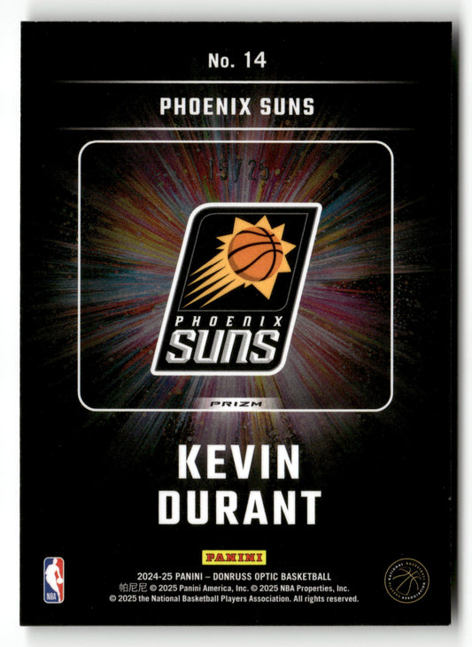 2024-25 Donruss Optic #14 Kevin Durant Lights Out Cracked Ice #/25