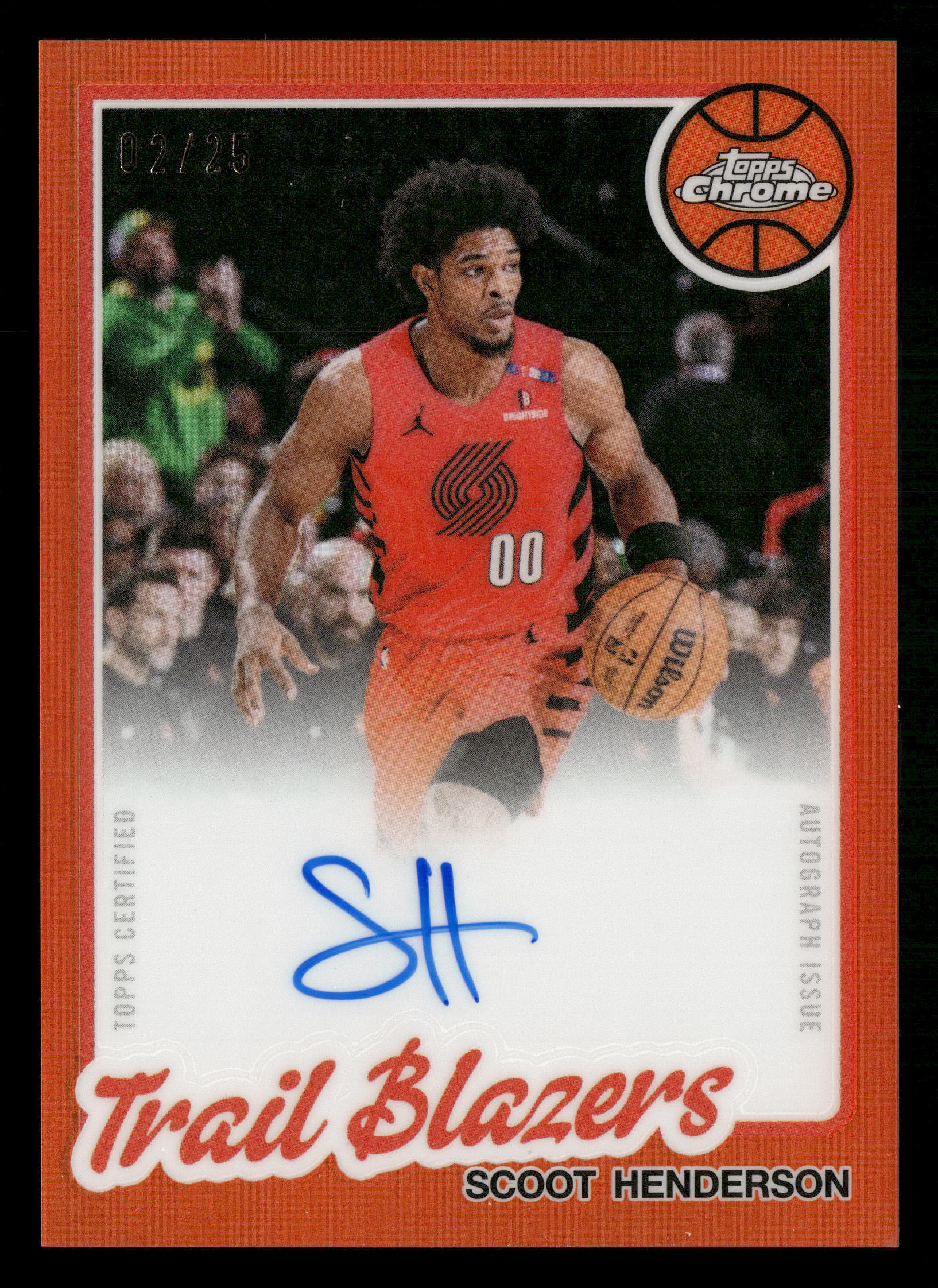 2025-26 Chrome Update #80TBA-SH Scoot Henderson 1980-81 Autograph Orange #/25