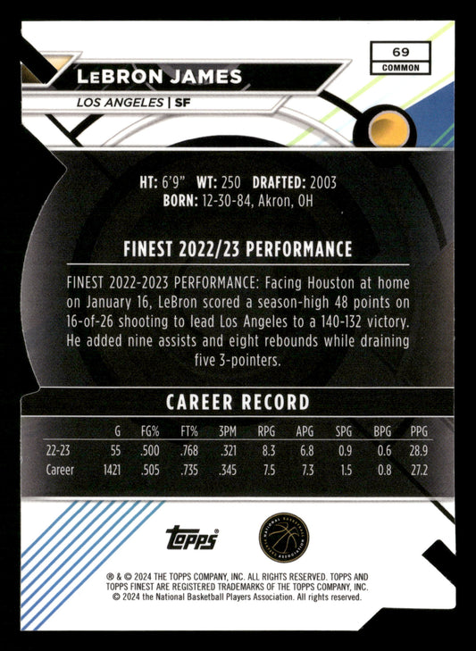 2023-24 Finest #69 LeBron James Refractors Die Cut #/74
