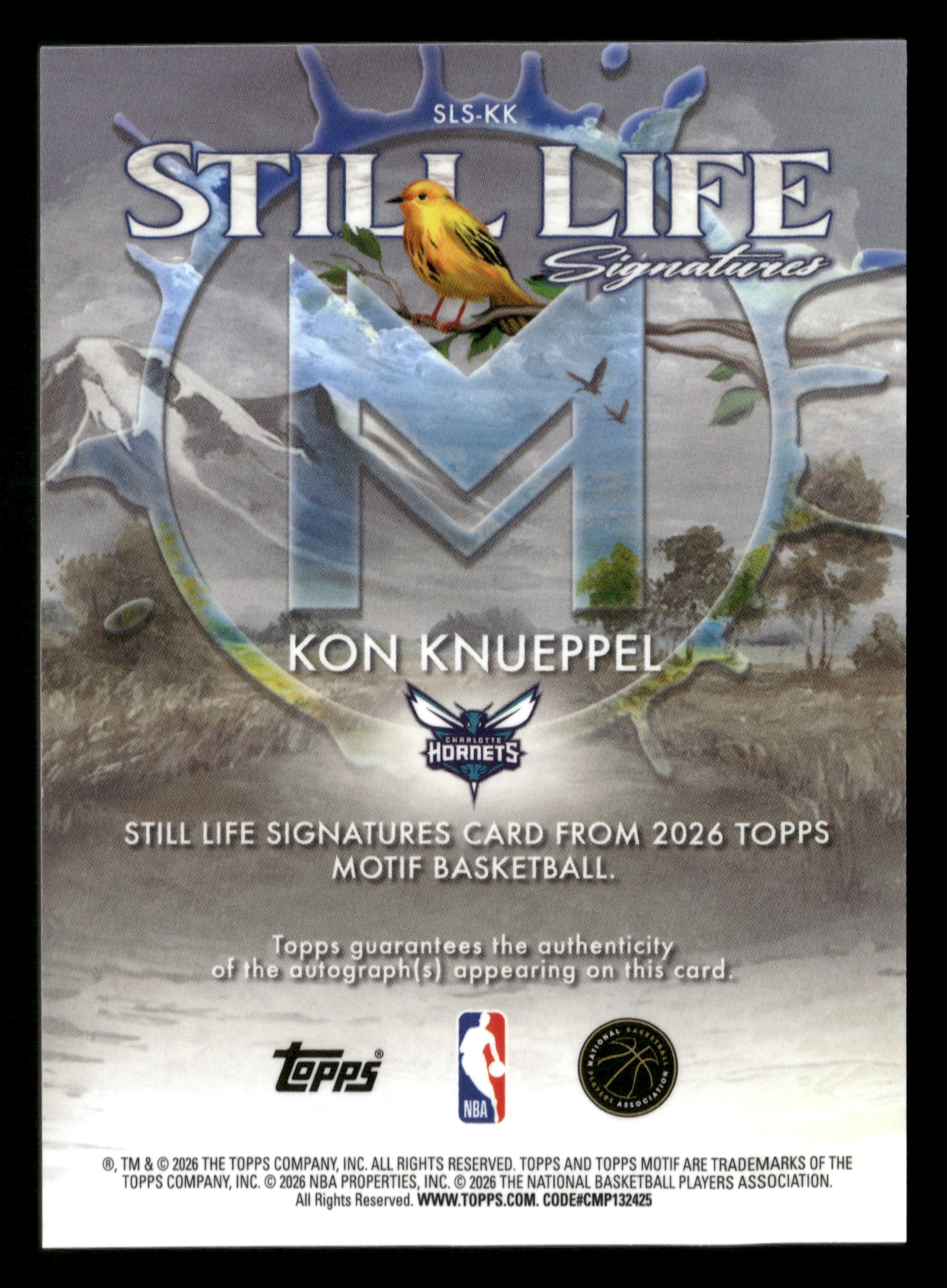 2025-26 Motif #SLS-KK Kon Knueppel Still Life Signatures Ultramarine Blue #/39