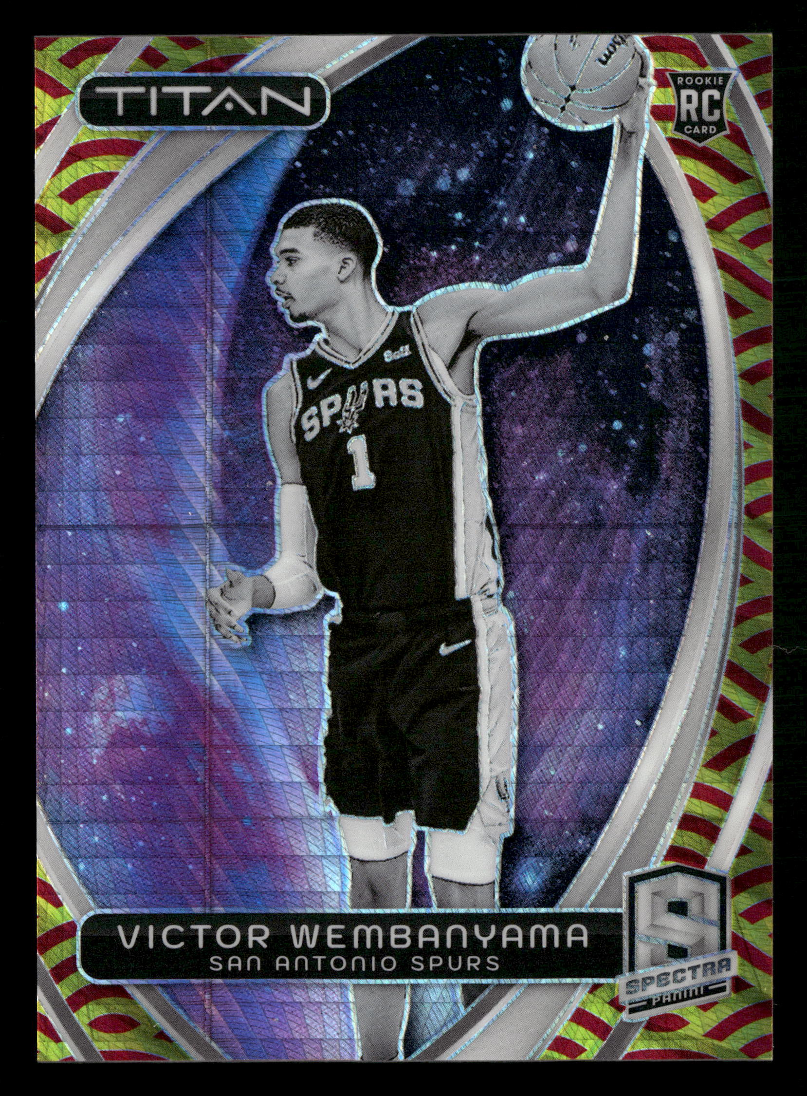 2023-24 Spectra #8 Victor Wembanyama Titan International Red & Yellow #/49