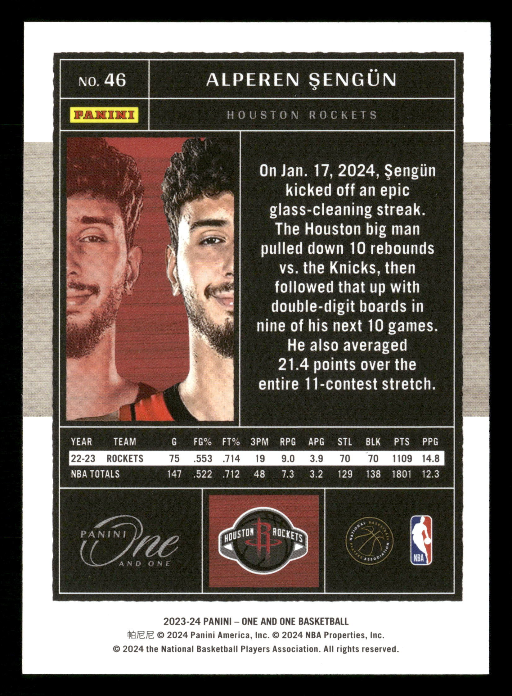2023-24 Panini One and One #46 Alperen Sengun Red #/15