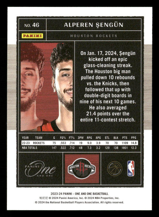 2023-24 Panini One and One #46 Alperen Sengun Red #/15