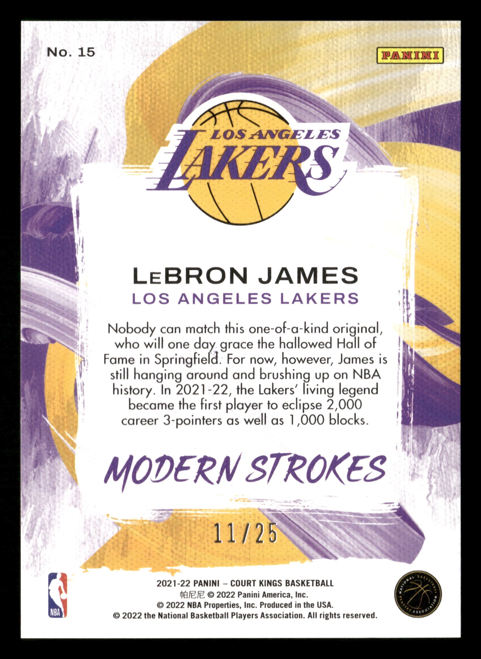 2021-22 Panini Court Kings #15 LeBron James Modern Strokes Jade #/25