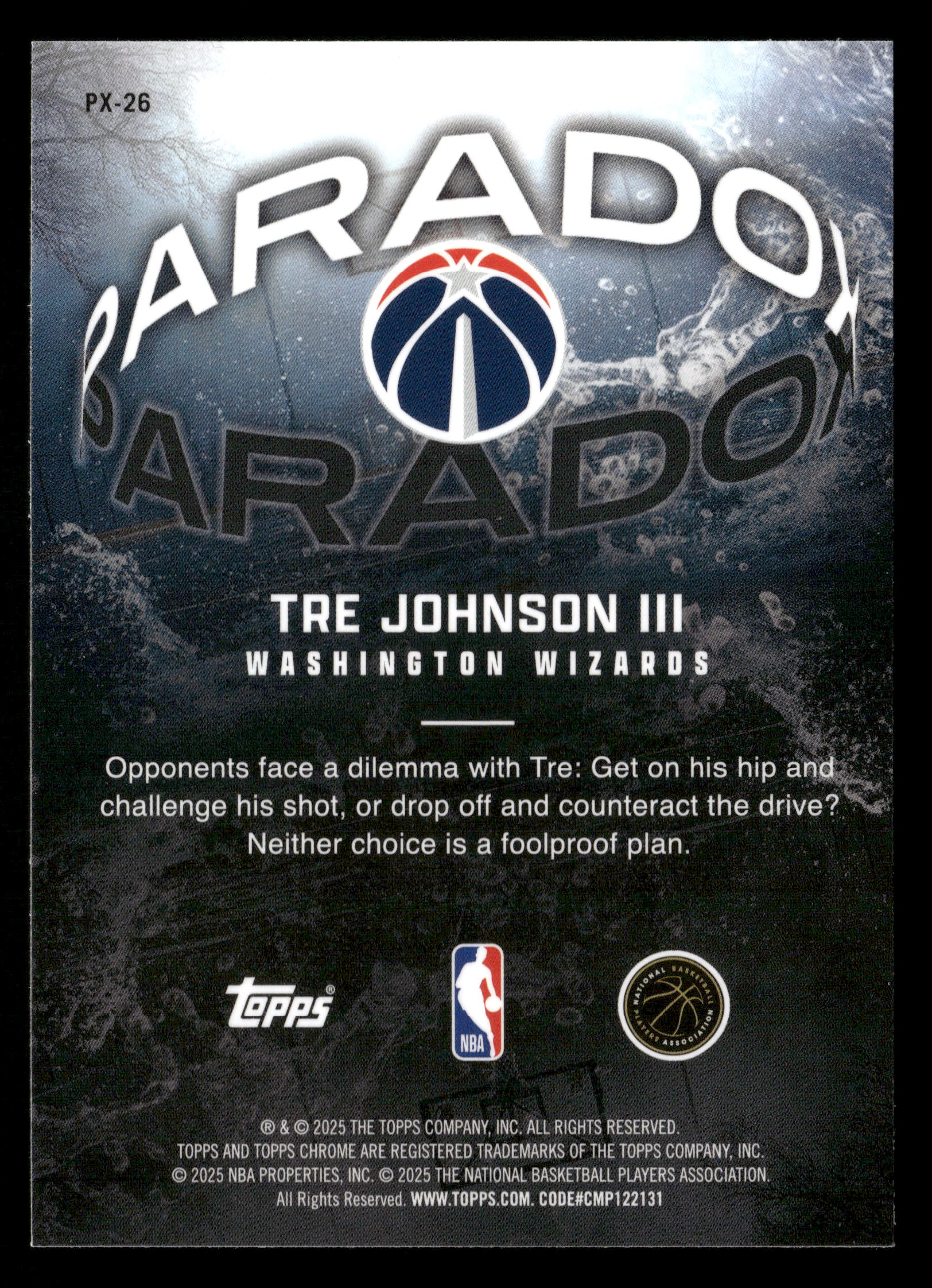 2025-26 Topps Chrome #PX-26 Tre Johnson III Paradox