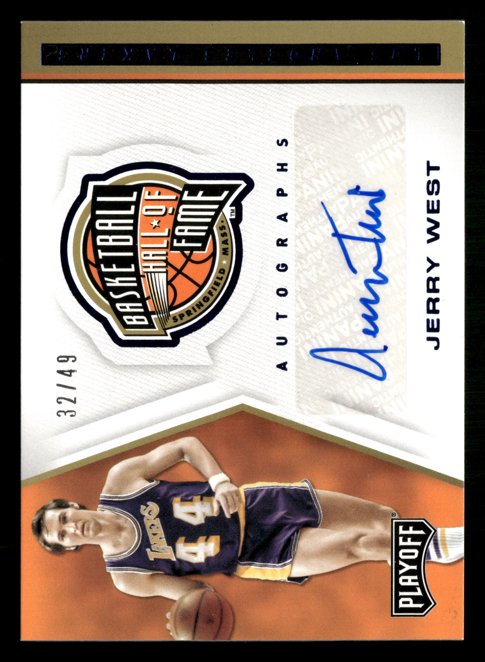 2019-20 Panini Chronicles #HF-JWE Jerry West Hall of Fame Autographs Blue #/49