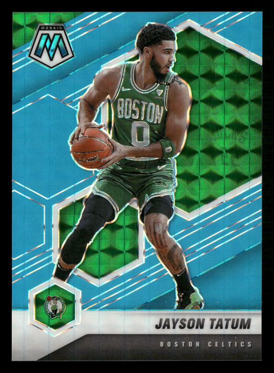 2020-21 Panini Mosaic #107 Jayson Tatum Mosaic Blue Fluorescent #/15