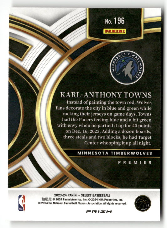 2023-24 Panini Select #196 Karl-Anthony Towns Tiger Prizms