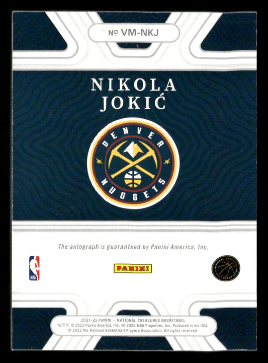 2021-22 Panini National Treasures #VM-NKJ Nikola Jokic Validating Marks #/25