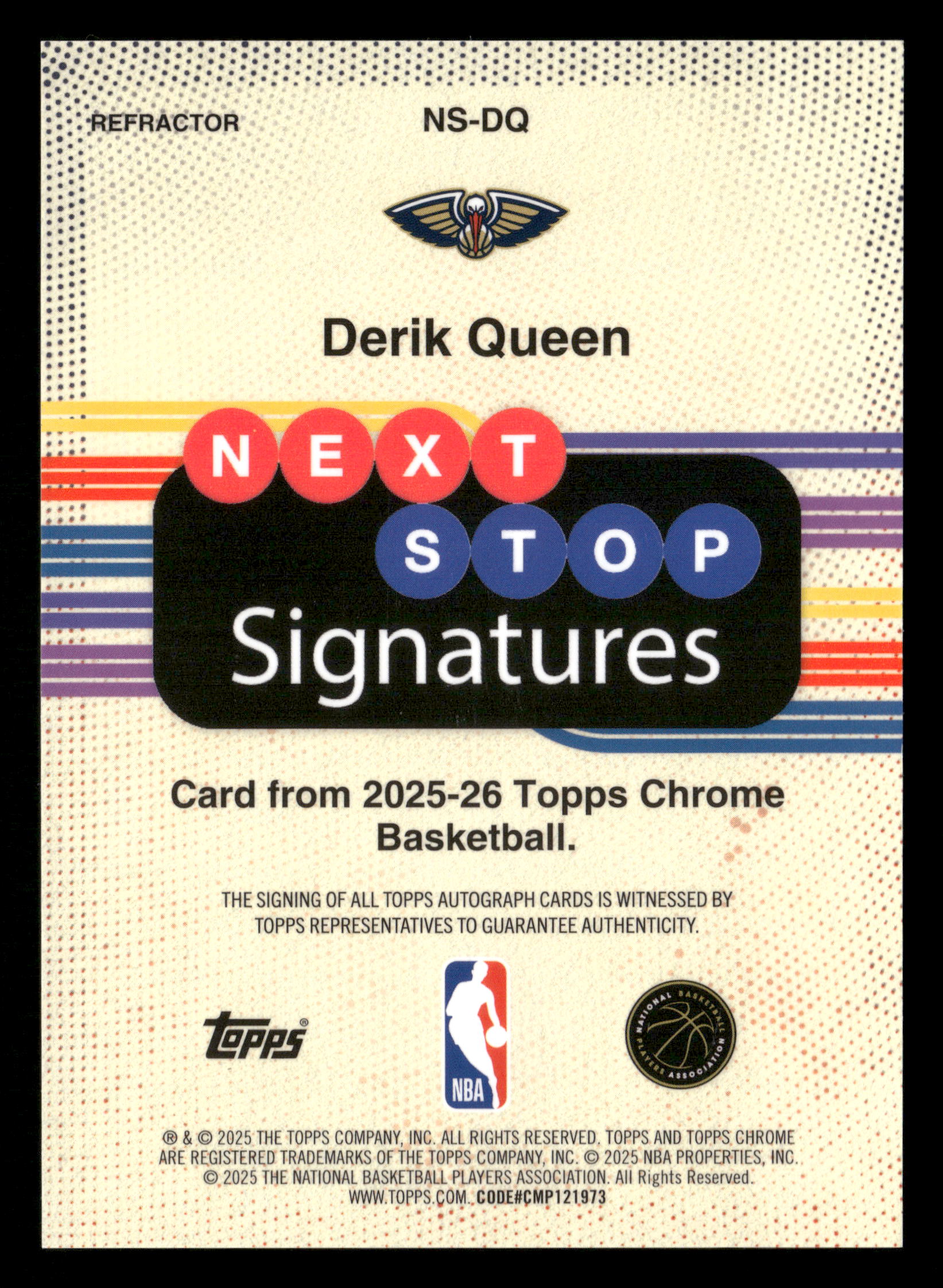2025-26 Topps Chrome #NS-DQ Derik Queen Next Stop Signatures