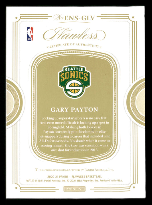 2020-21 Panini Flawless #ENS-GLV Gary Payton Enshrined Signatures Emerald #/5