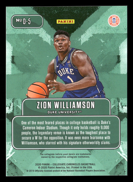 2020 Panini Prizm Draft Picks Collegiate #D-5 Zion Williamson Downtown