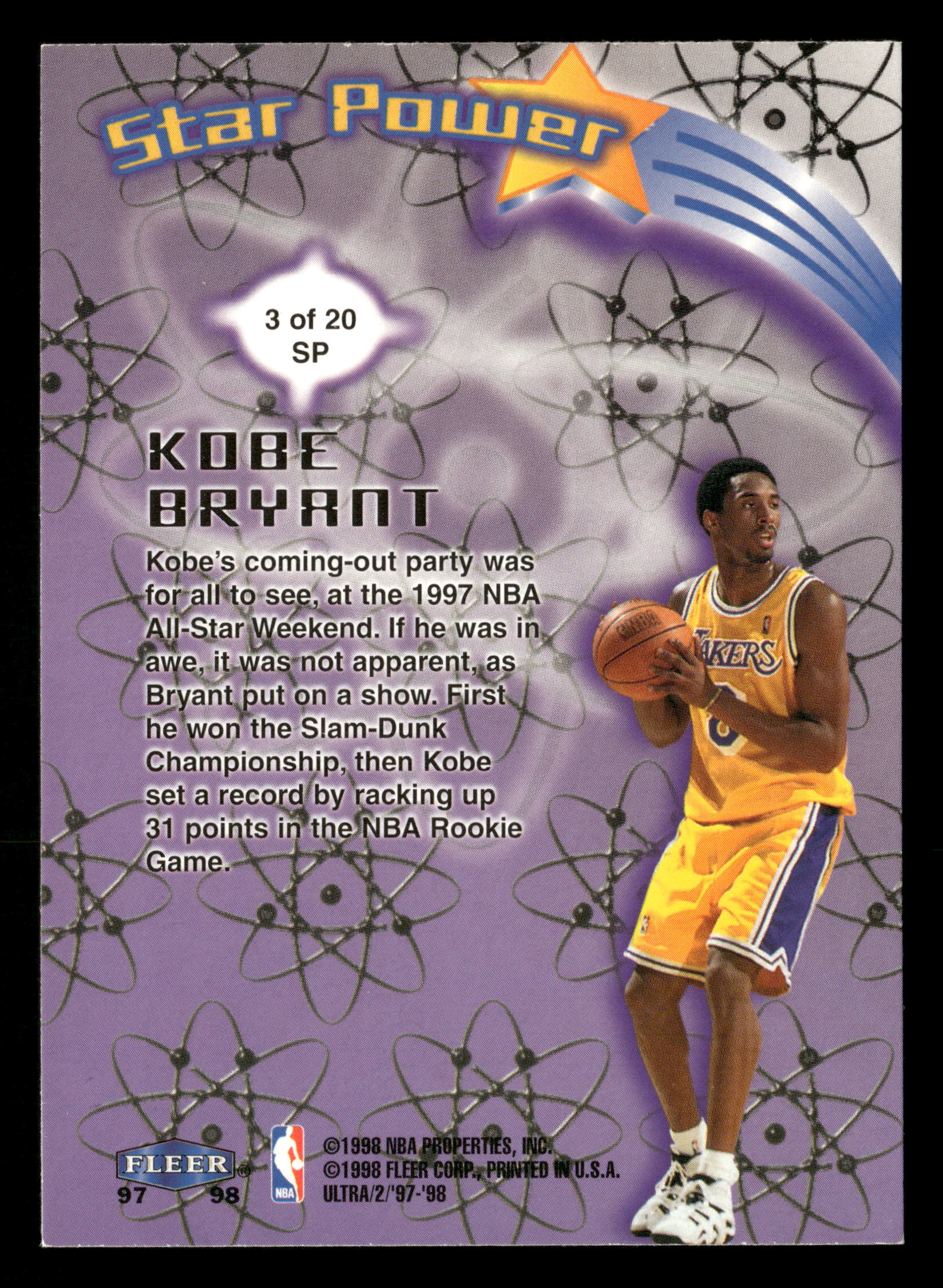 1997-98 Ultra #3 SP Kobe Bryant Star Power