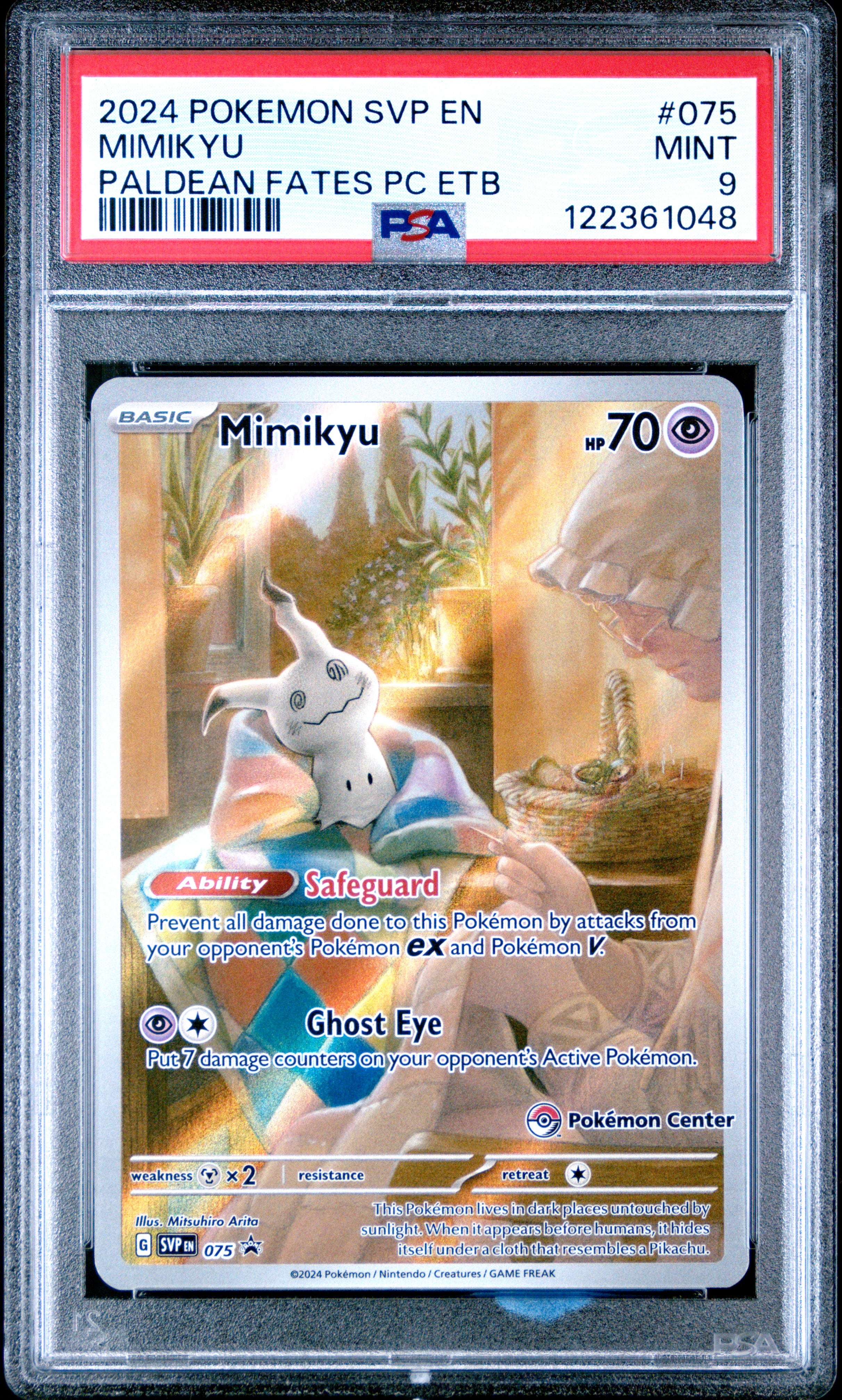 2024 Pokemon Svp En-Sv Black Star Promo #075 Mimikyu Paldean Fates Pc Etb PSA 9