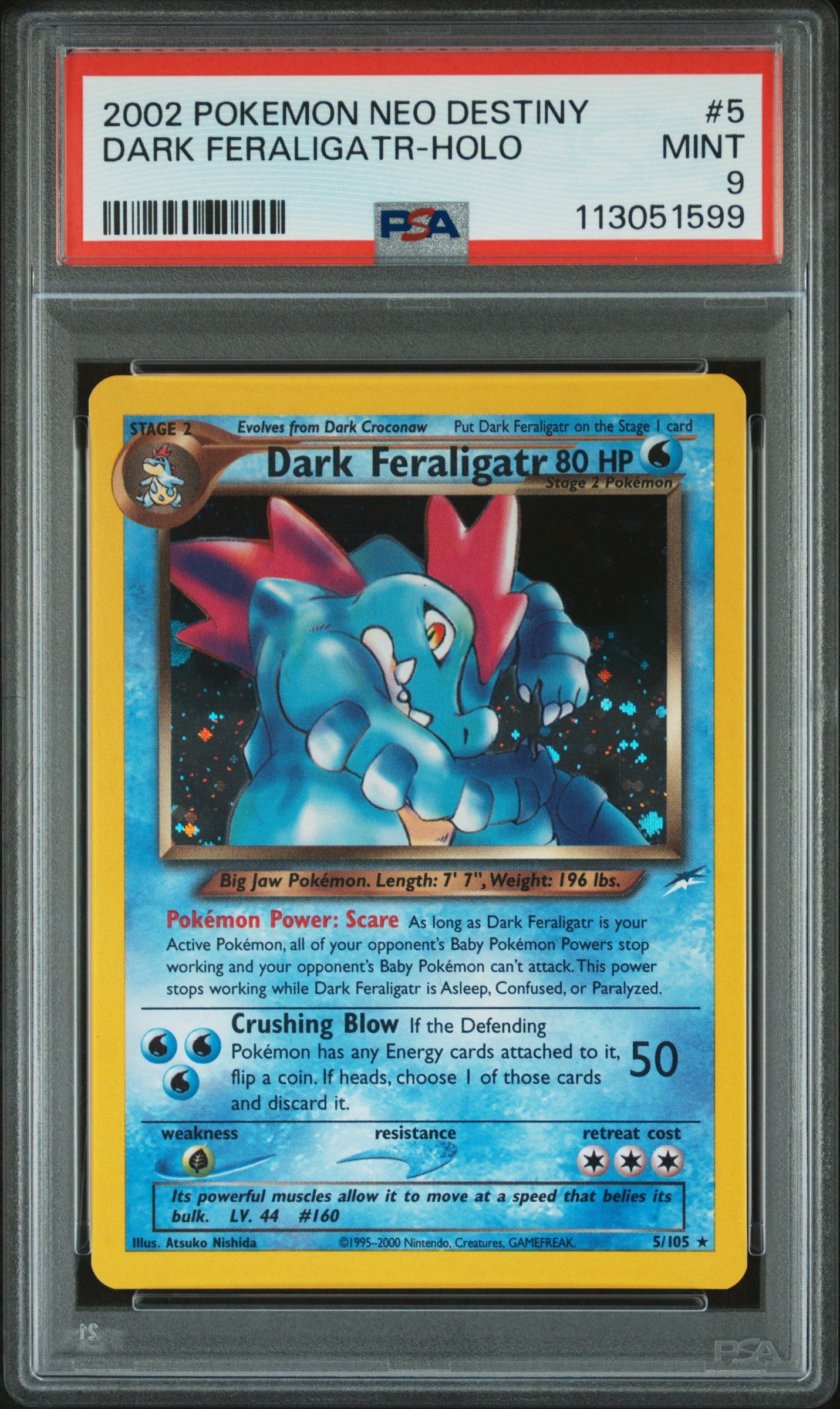 2002 Pokemon Neo Destiny #5 Dark Feraligatr-Holo PSA 9
