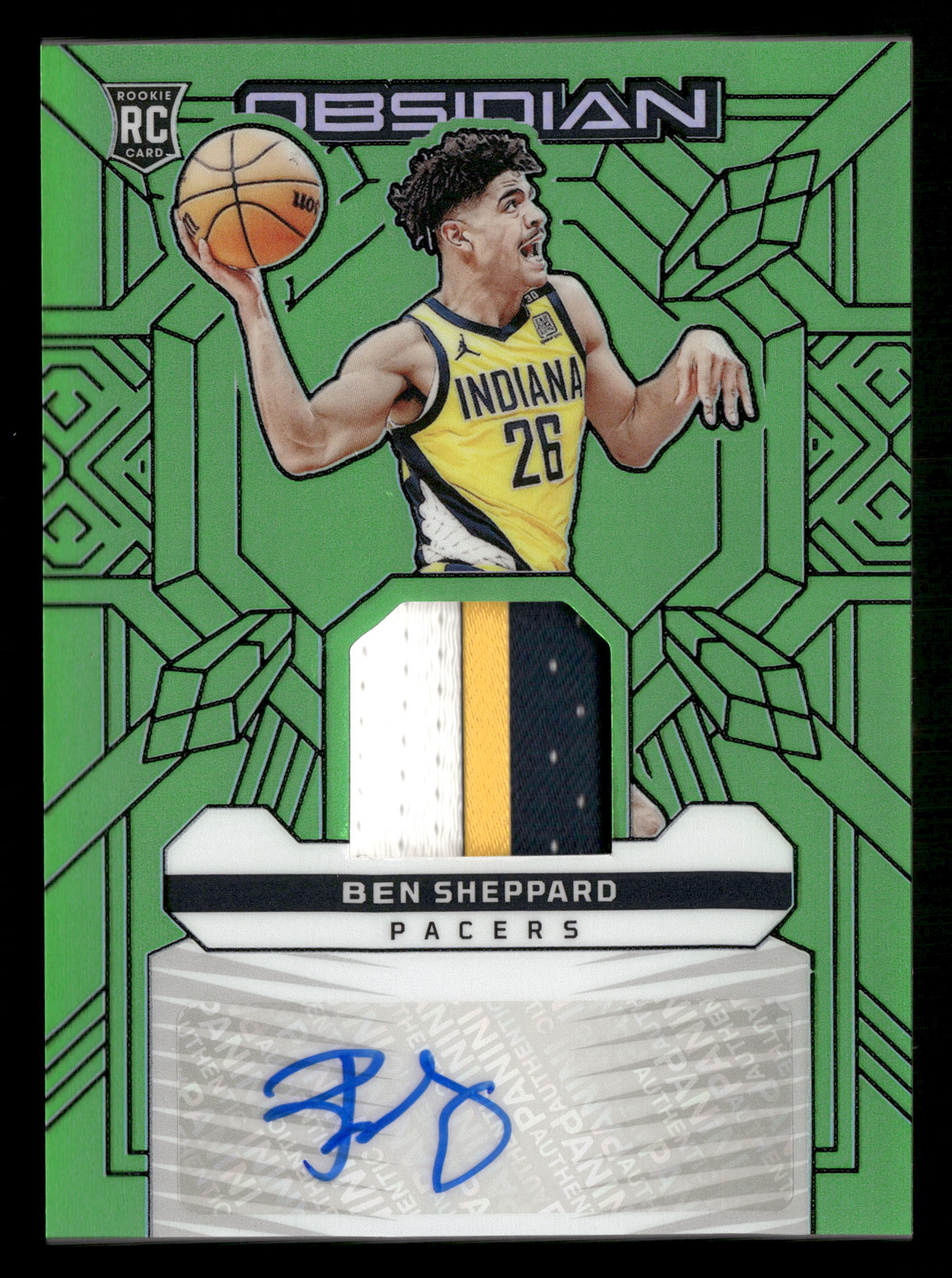 2023-24 Obsidian #RJI-SHP Ben Sheppard Rookie Jersey Ink E-Etch Green Flood #/20