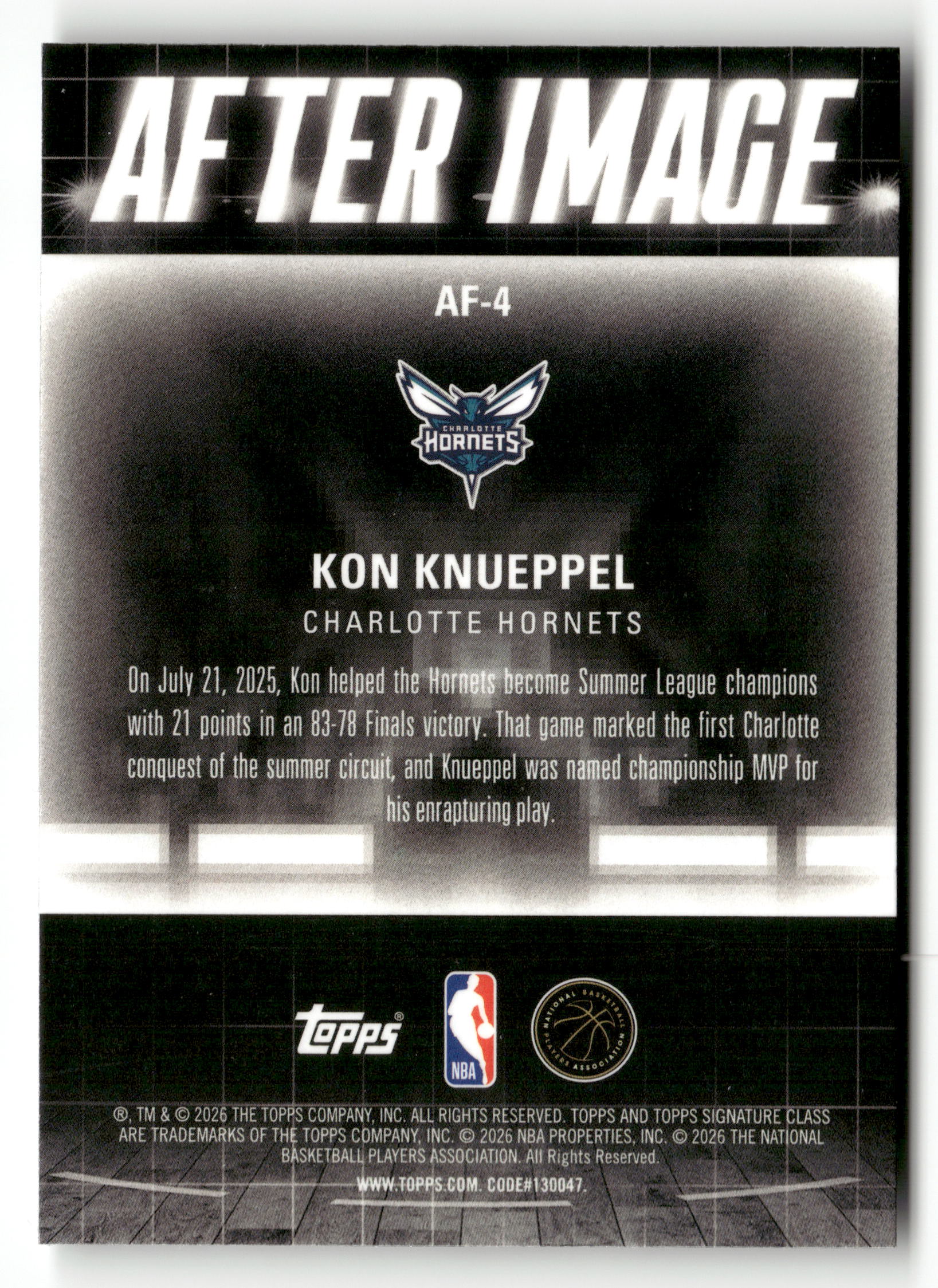 2025-26 Topps Signature Class #AF-4 Kon Knueppel After Image