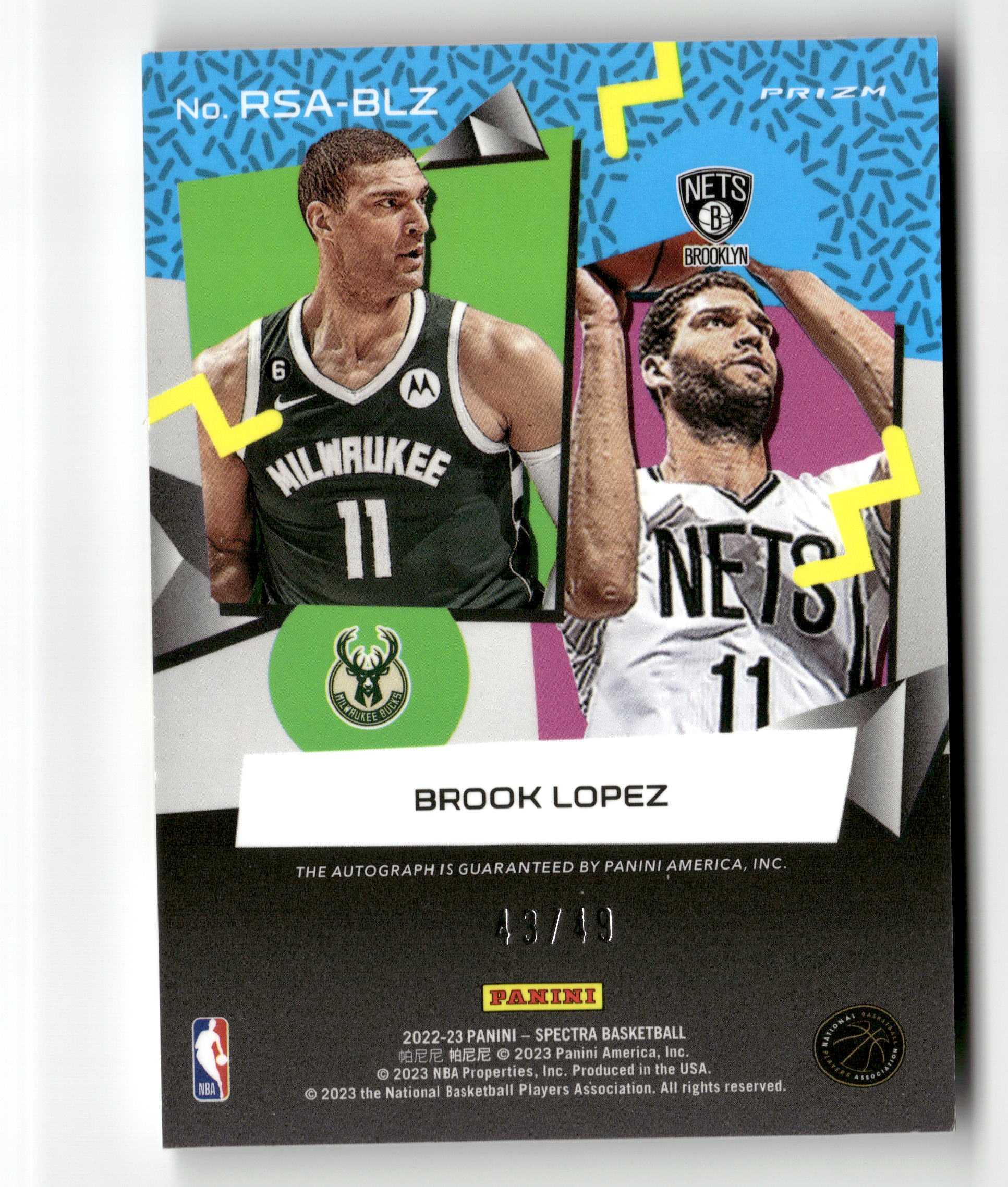 2022-23 Panini Spectra #RSA-BLZ Brook Lopez RetroSpect Autographs Astral #/49