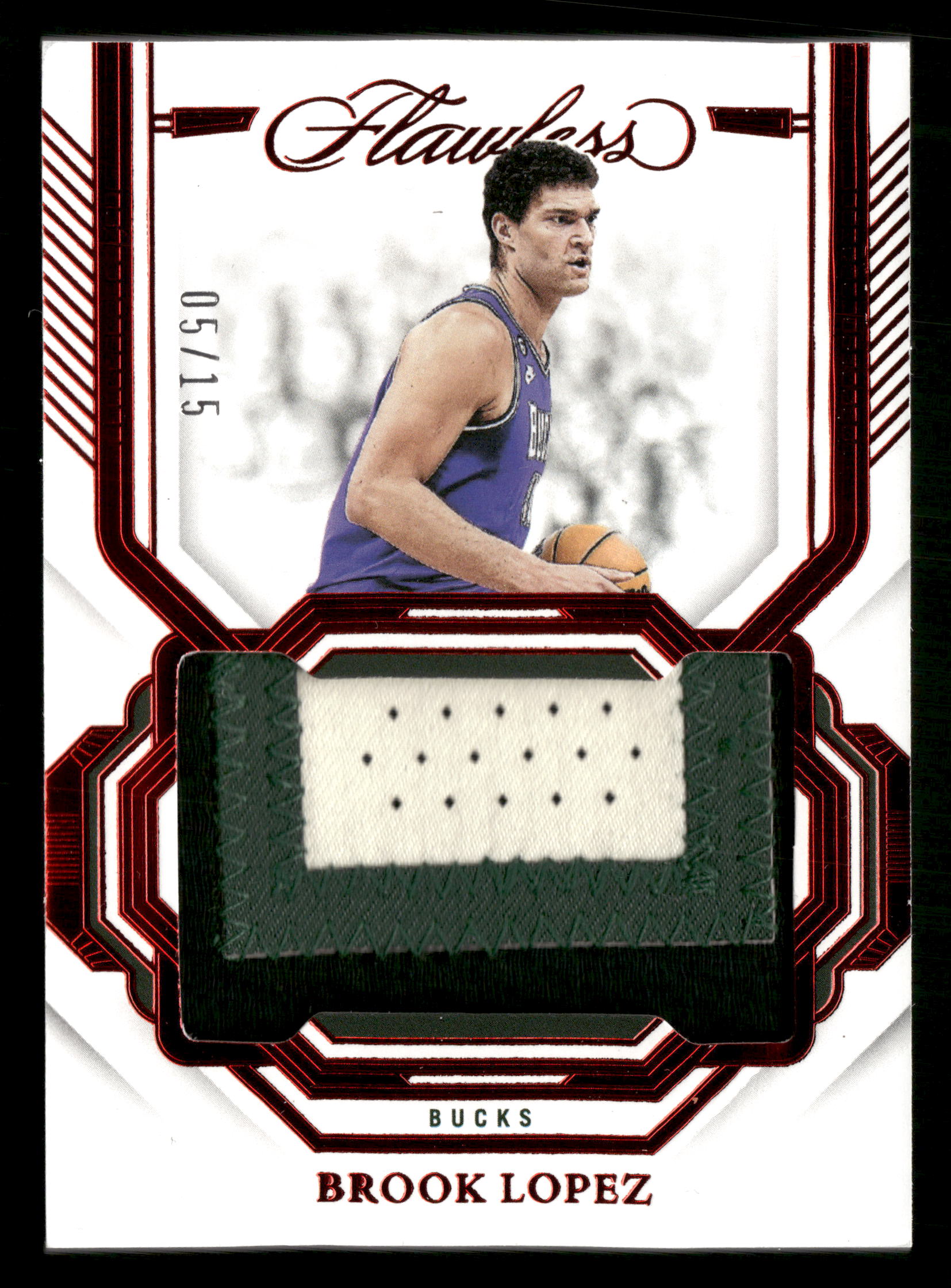 2022-23 Panini Flawless #PAT-LPZ Brook Lopez Patches Ruby #/15
