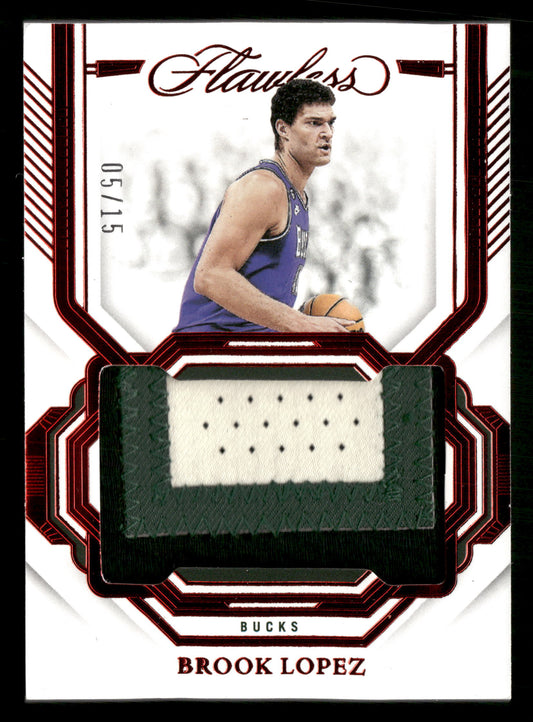 2022-23 Panini Flawless #PAT-LPZ Brook Lopez Patches Ruby #/15
