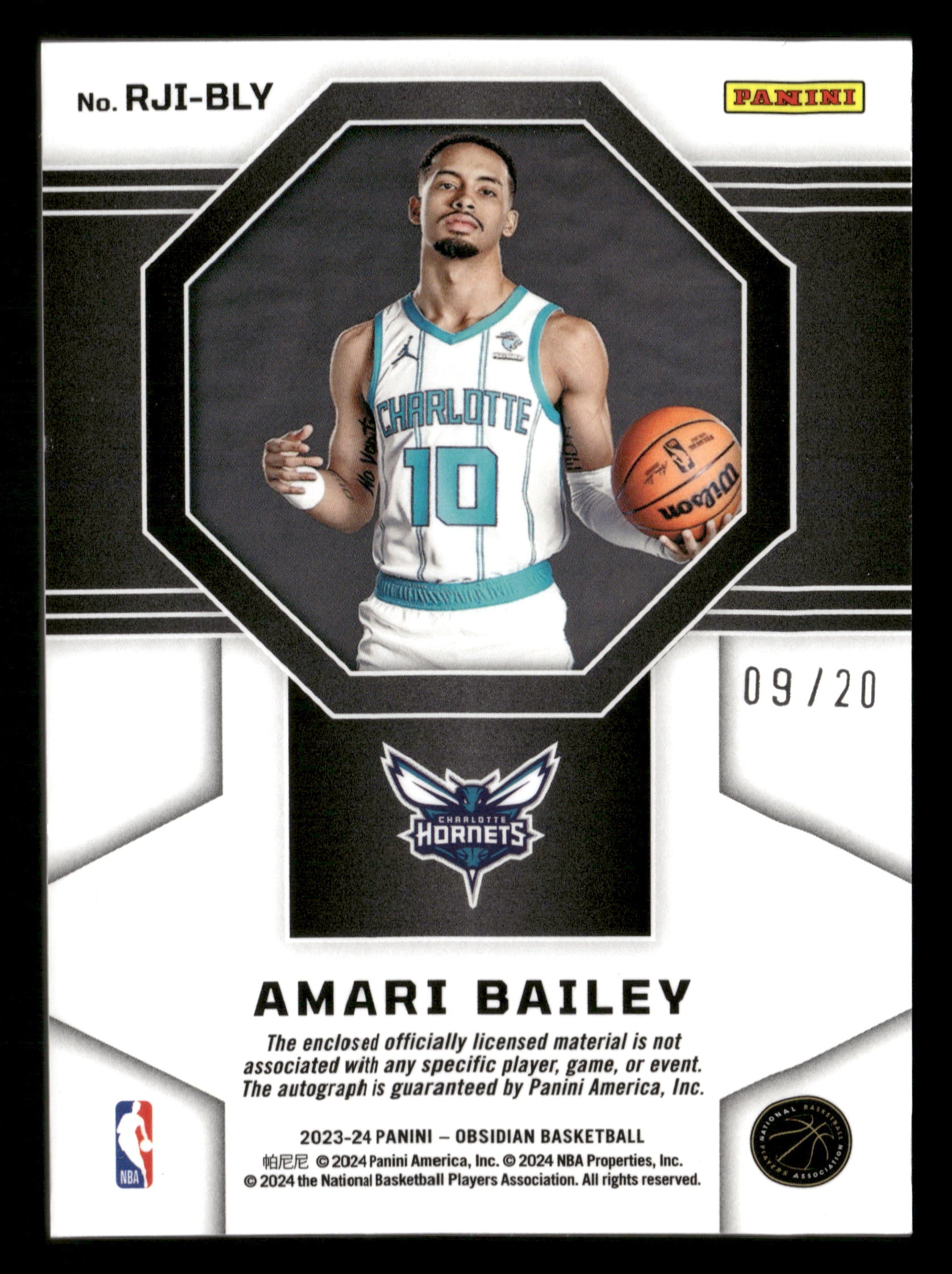 2023-24 Panini Obsidian Amari Bailey Rookie Jersey Ink E-Etch Green Flood #/20