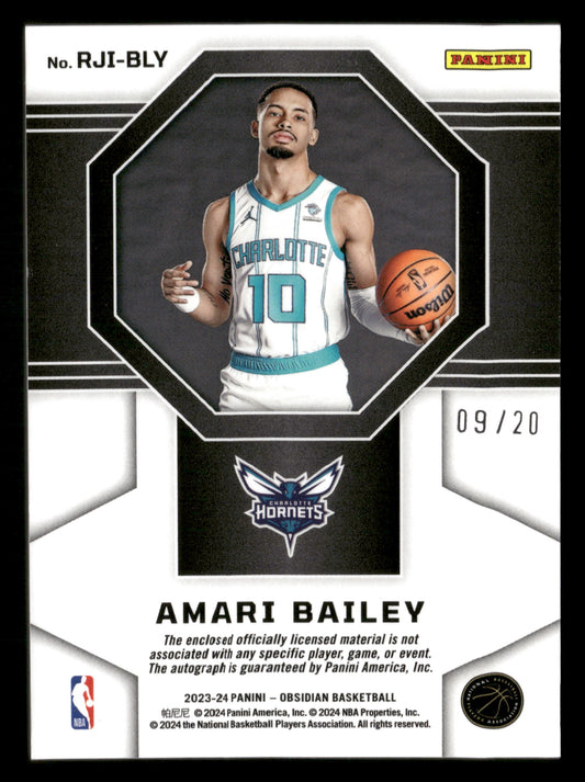 2023-24 Panini Obsidian Amari Bailey Rookie Jersey Ink E-Etch Green Flood #/20