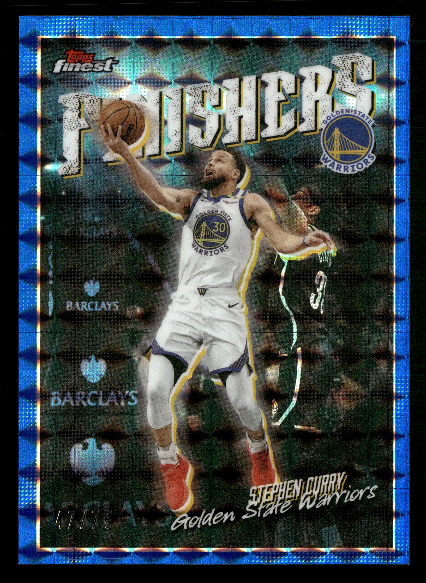 2025-26 Finest #FI-4 Stephen Curry Finishers Blue Geometric Refractor #/75