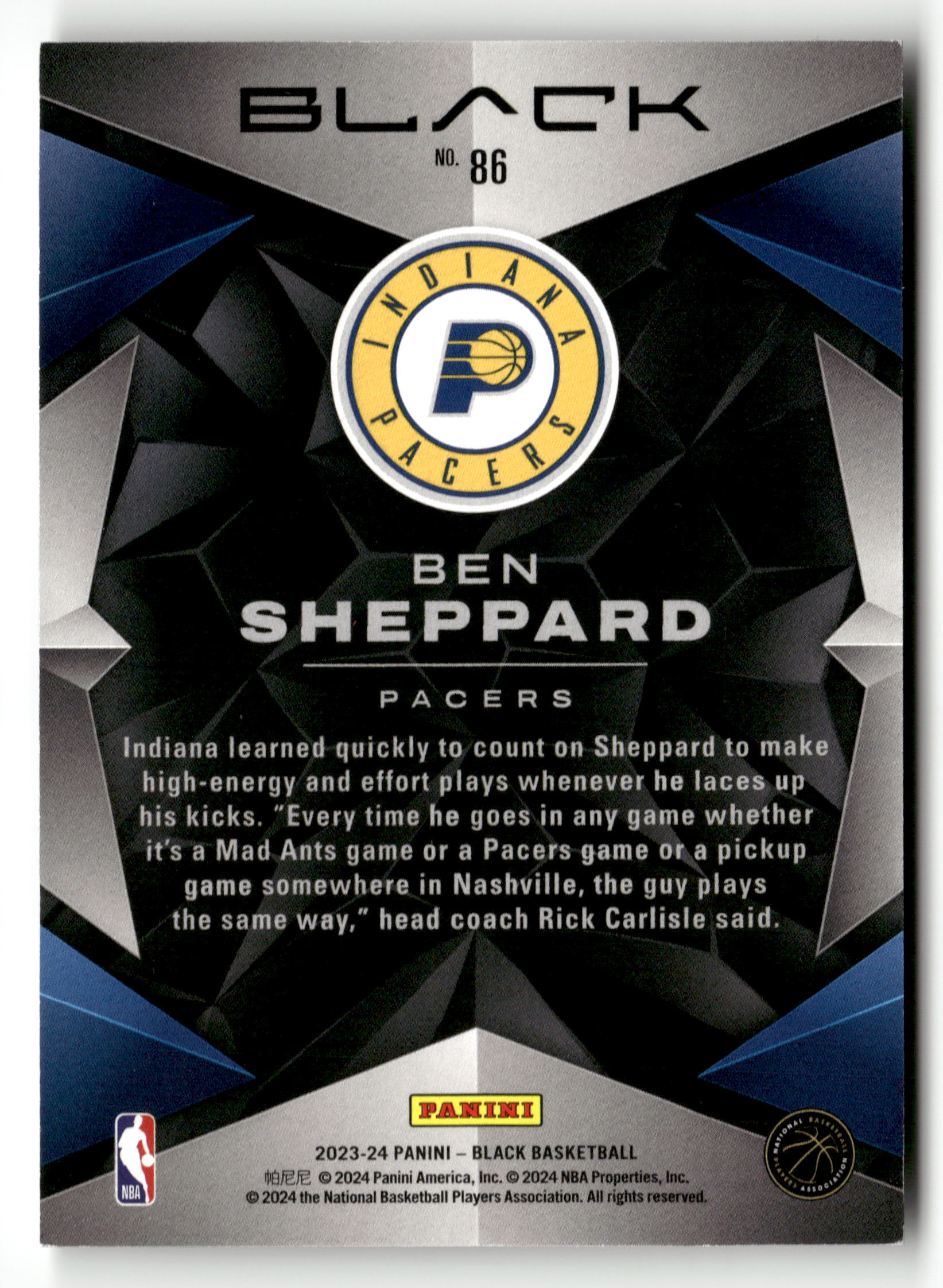 2023-24 Panini Black #86 Ben Sheppard Gold #/25