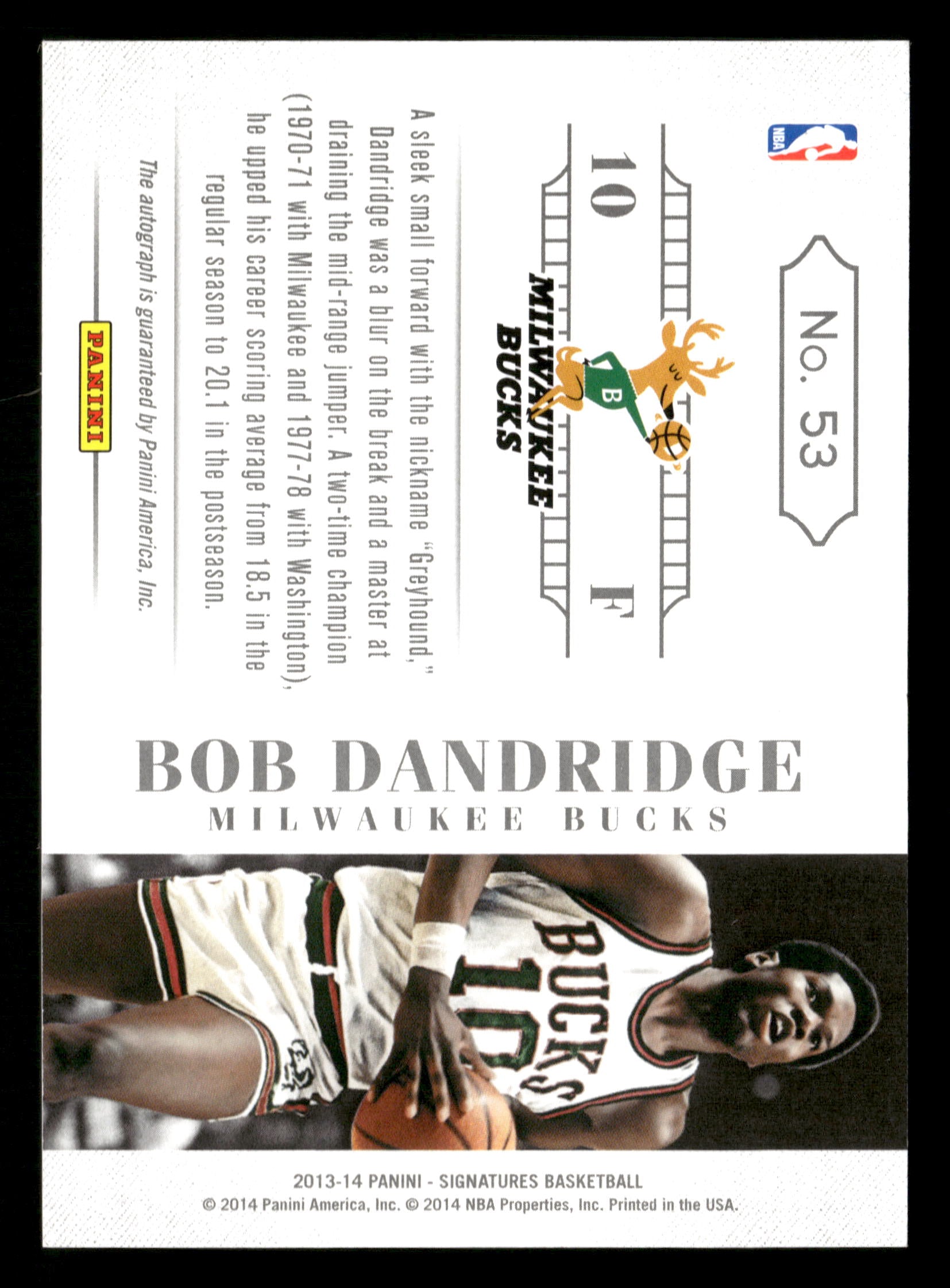 2013-14 Panini Signatures #53 Bob Dandridge Endorsements Red #/10