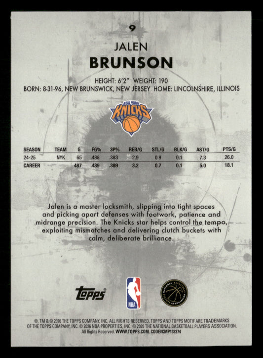 2025-26 Topps Motif #9 Jalen Brunson #/99