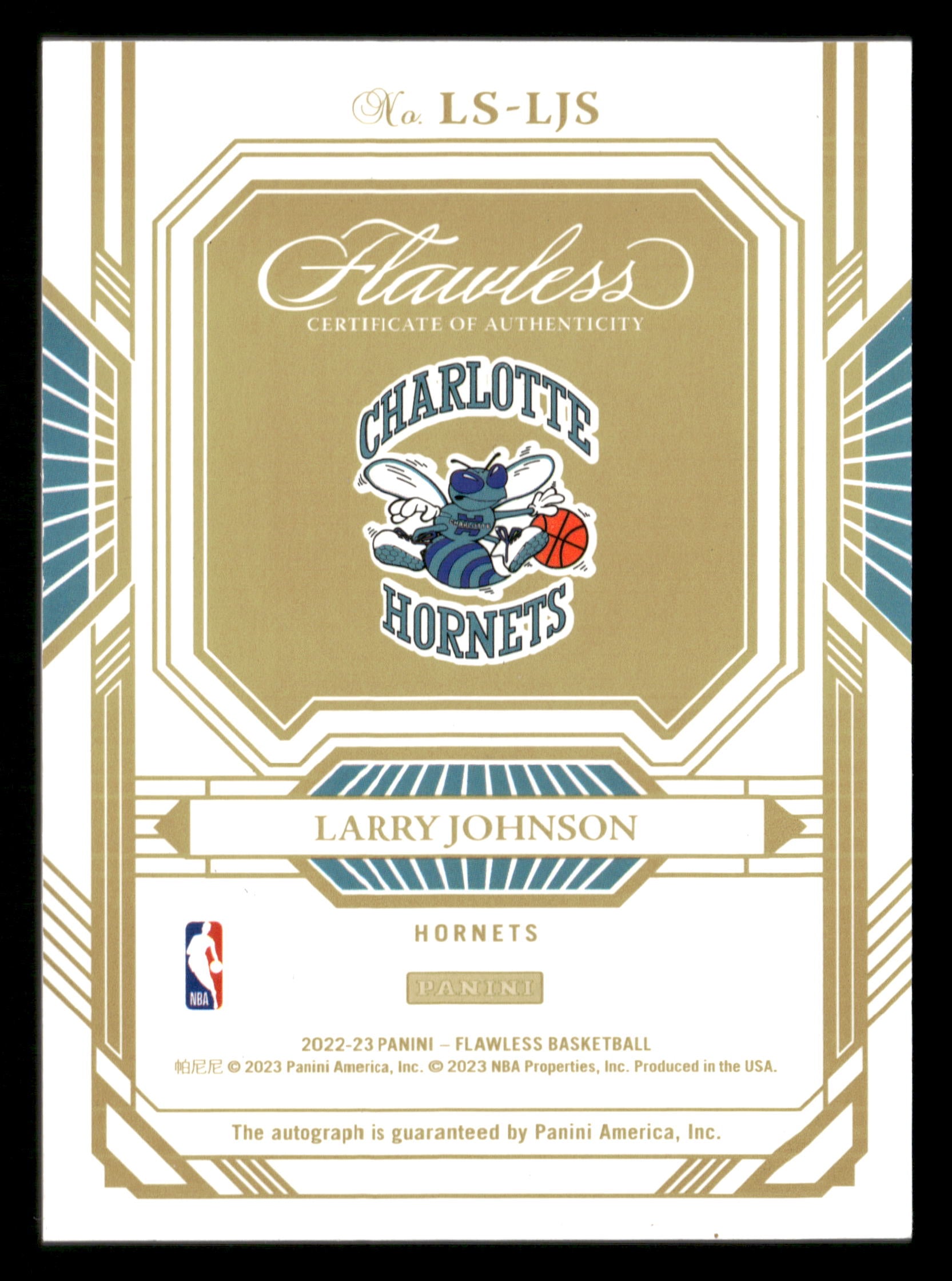 2022-23 Panini Flawless #LS-LJS Larry Johnson Legendary Scripts #/25