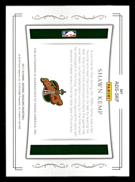 2017-18 Panini National Treasures #ADS-SKP Shawn Kemp All-Decade Signatures #/49