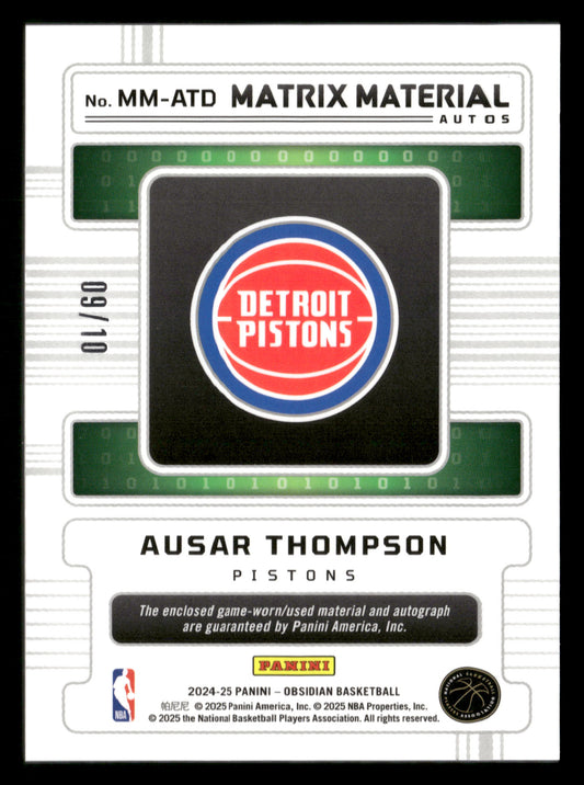 2024-25 Obsidian Ausar Thompson Matrix Material Auto E-Etch Gold Flood #/10