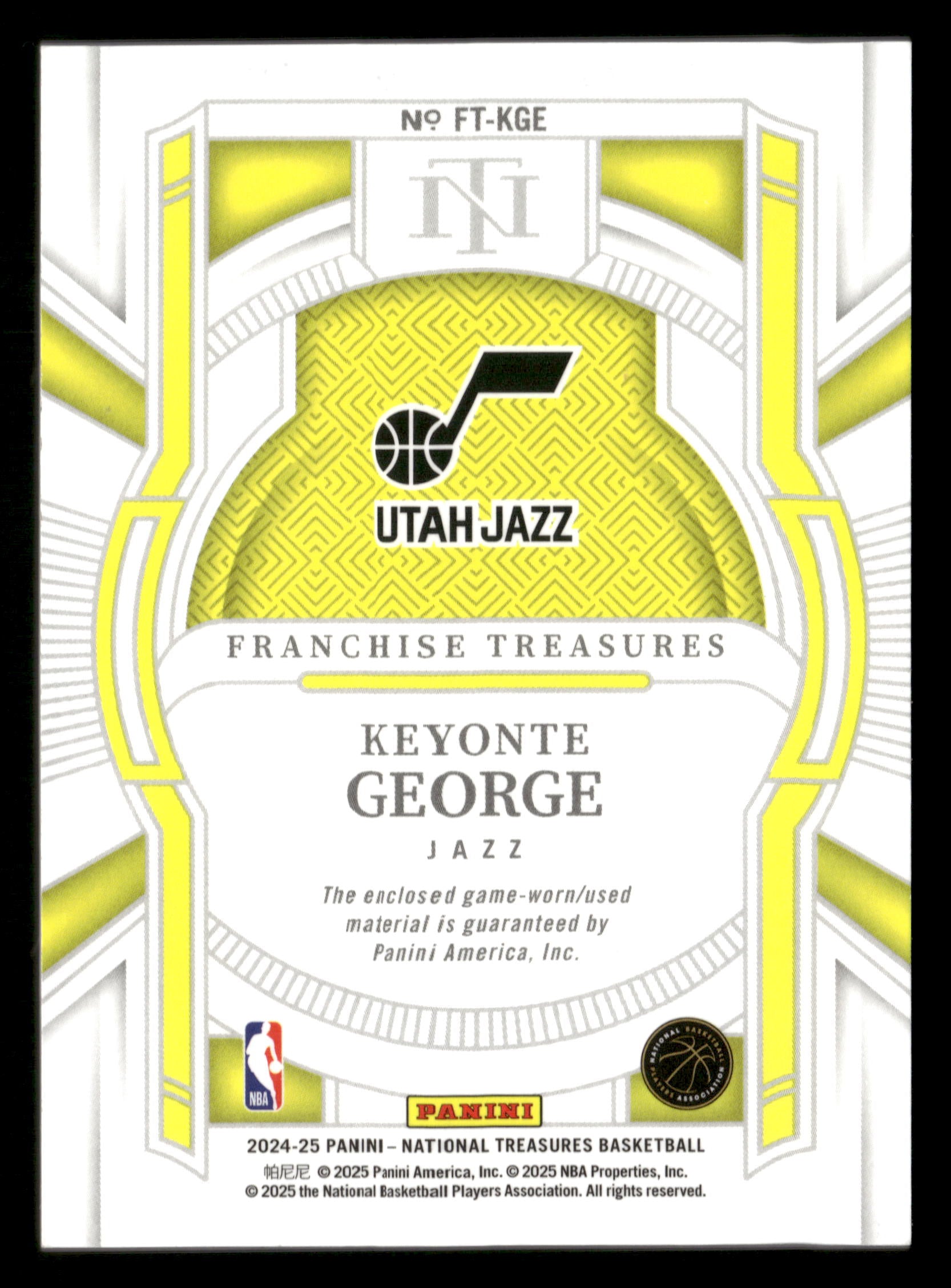 2024-25 National Treasures #FT-KGE Keyonte George Franchise Treasures #/99