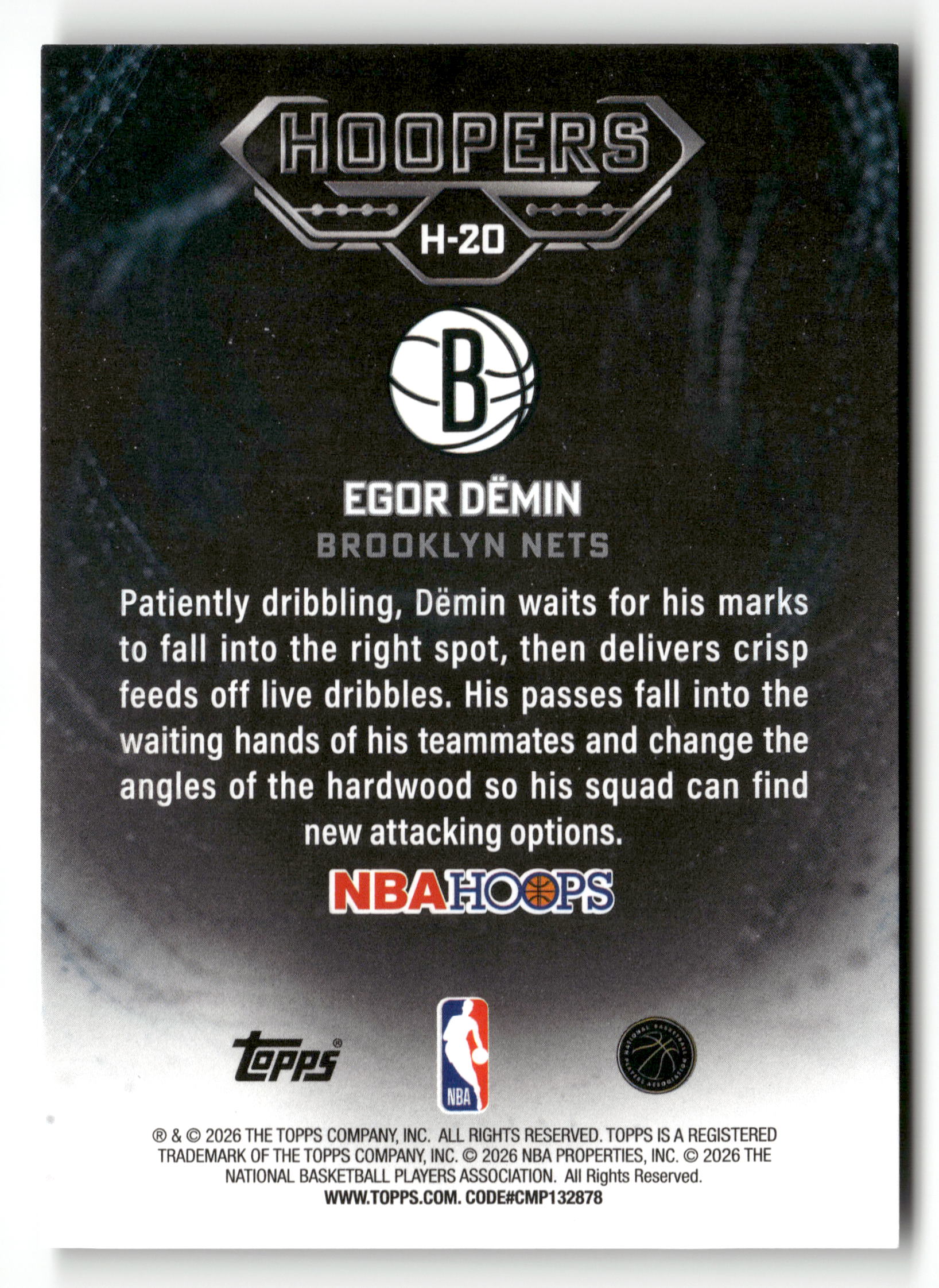 2025-26 Hoops #H-20 Egor Dëmin Hoopers Pixel Burst Orange #/25