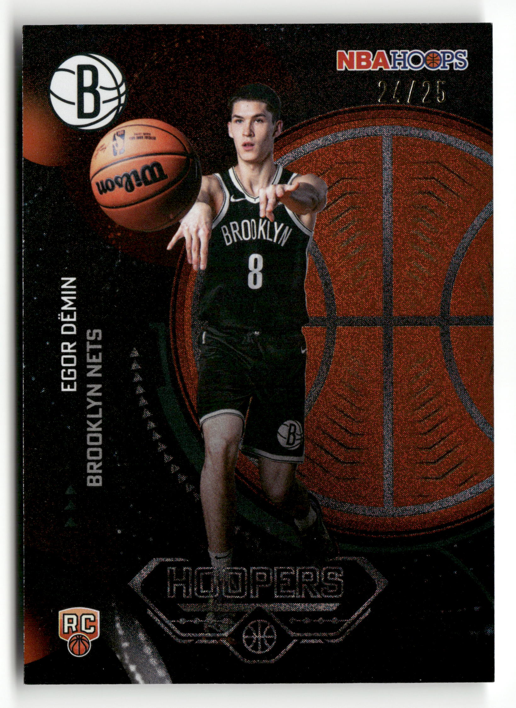 2025-26 Hoops #H-20 Egor Dëmin Hoopers Pixel Burst Orange #/25
