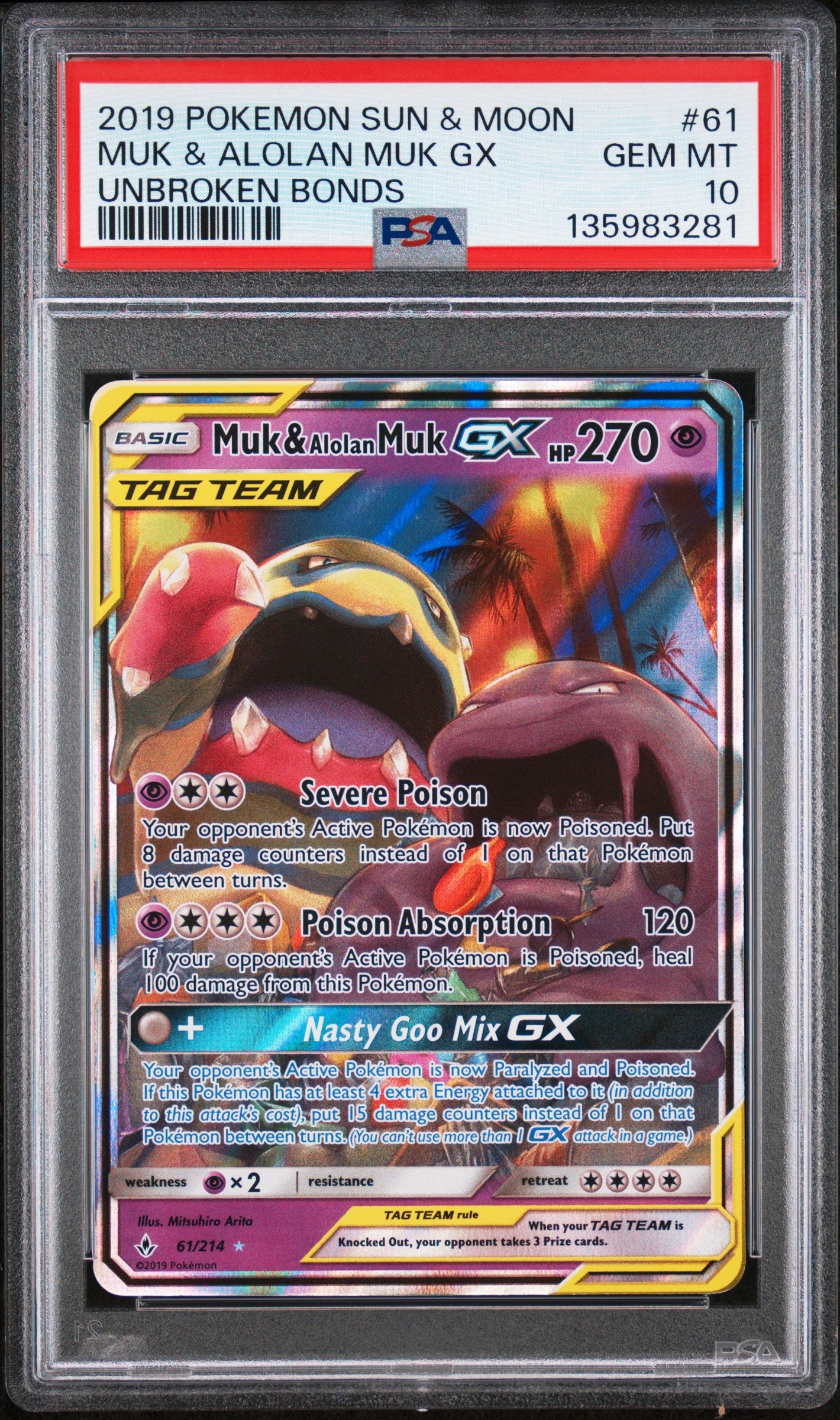 2019 Pokemon Sun & Moon Unbroken Bonds #61 Muk & Alolan Muk Gx  PSA 10