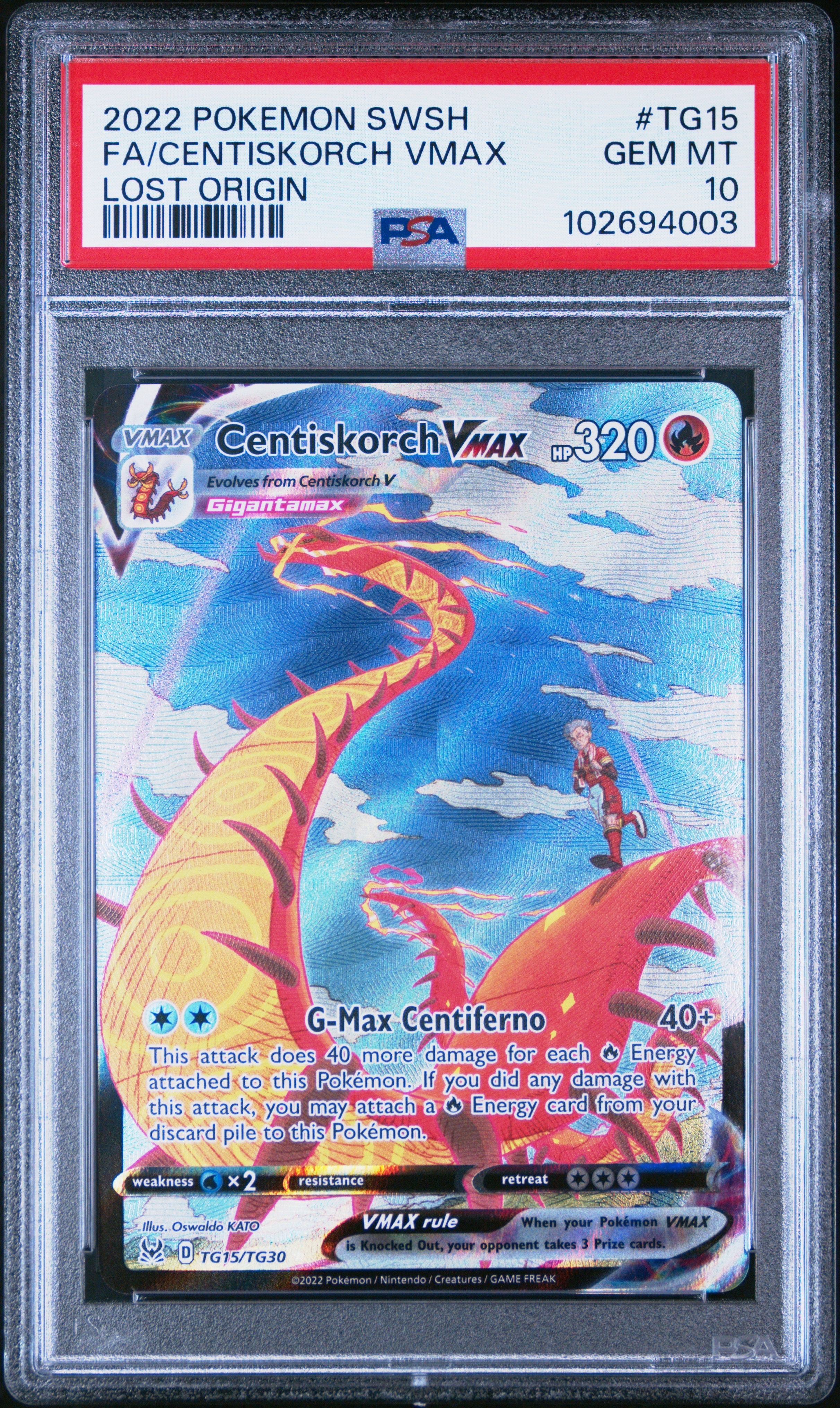 2022 Pokemon Sword & Shield Lost Origin #TG15 Fa/Centiskorch Vmax  PSA 10