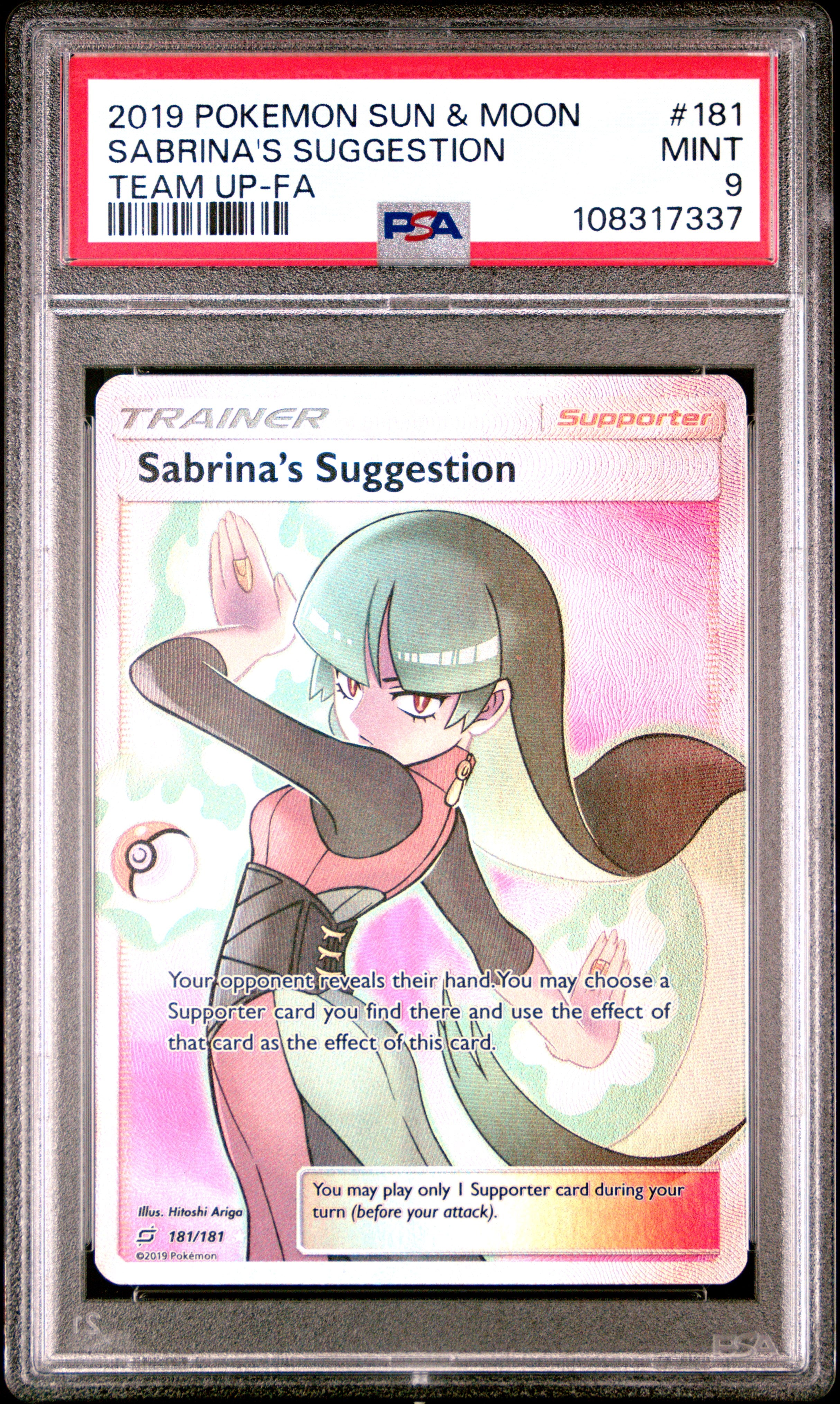 2019 Pokemon Sun & Moon Team Up #181 Sabrina'S Suggestion Team Up-Fa PSA 9