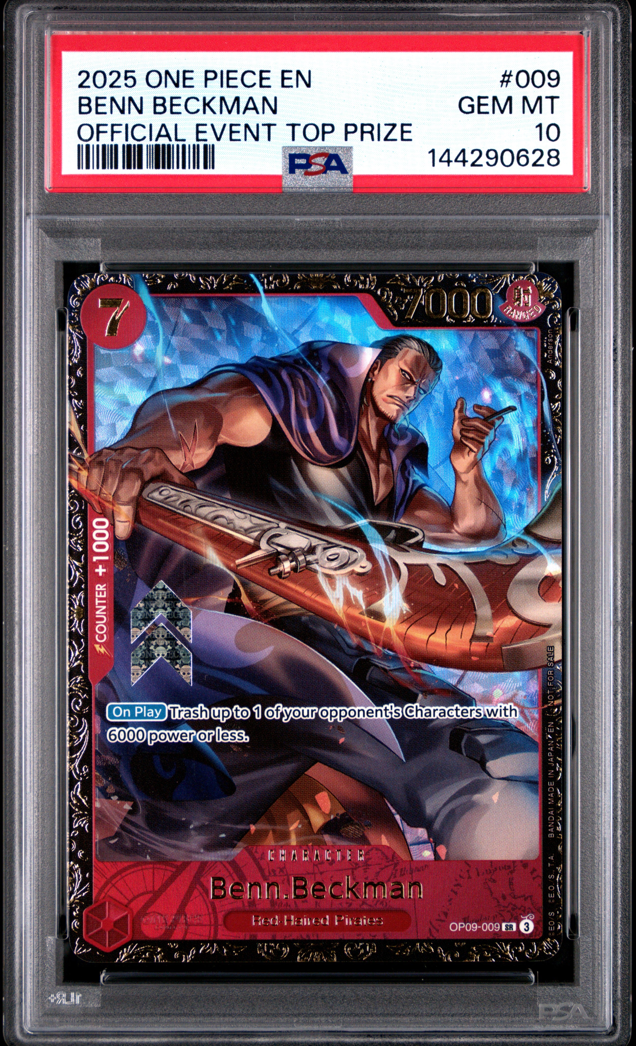 2025 One Piece Promos #009 Benn Beckman Official Event Top Prize PSA 10