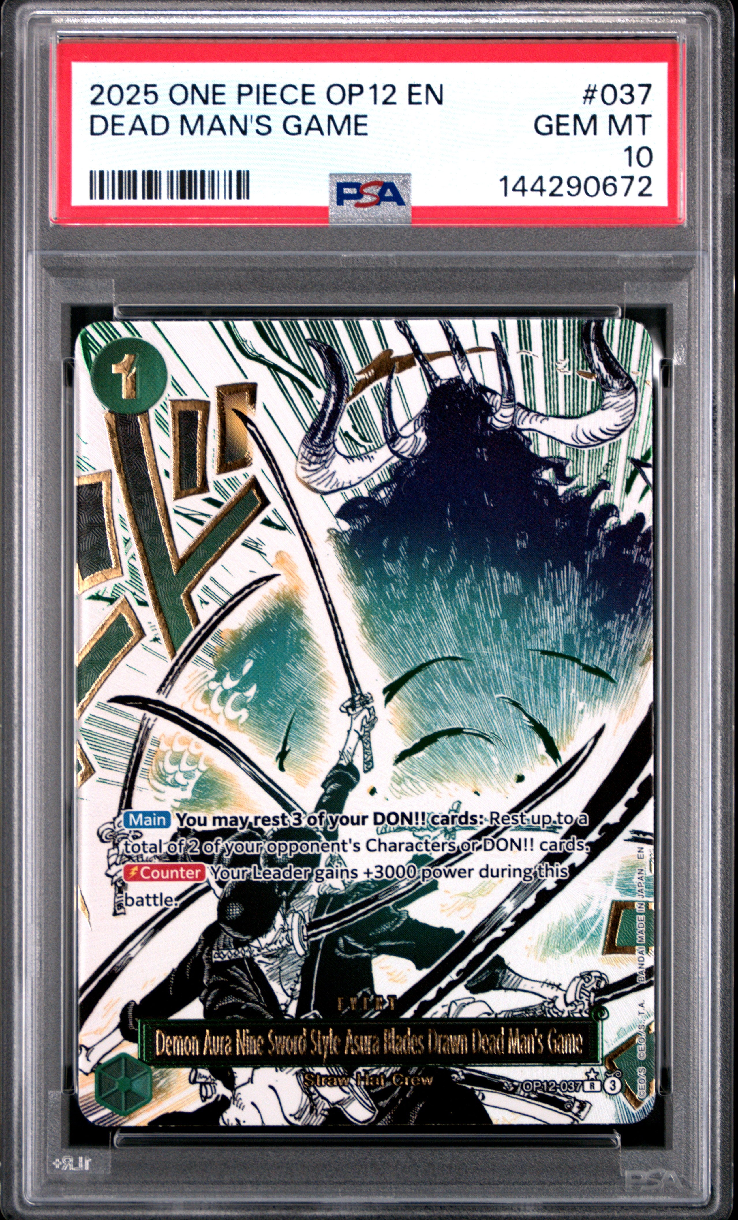 2025 One Piece Op12-Legacy Of The Master #037 Dead Man'S Game PSA 10